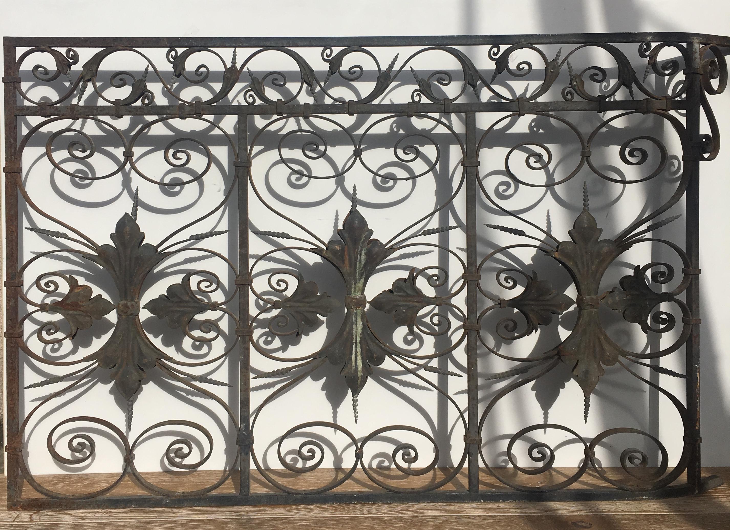 French 19th Century Wrought Iron Grilles or Balcony Railing Victor Horta Style