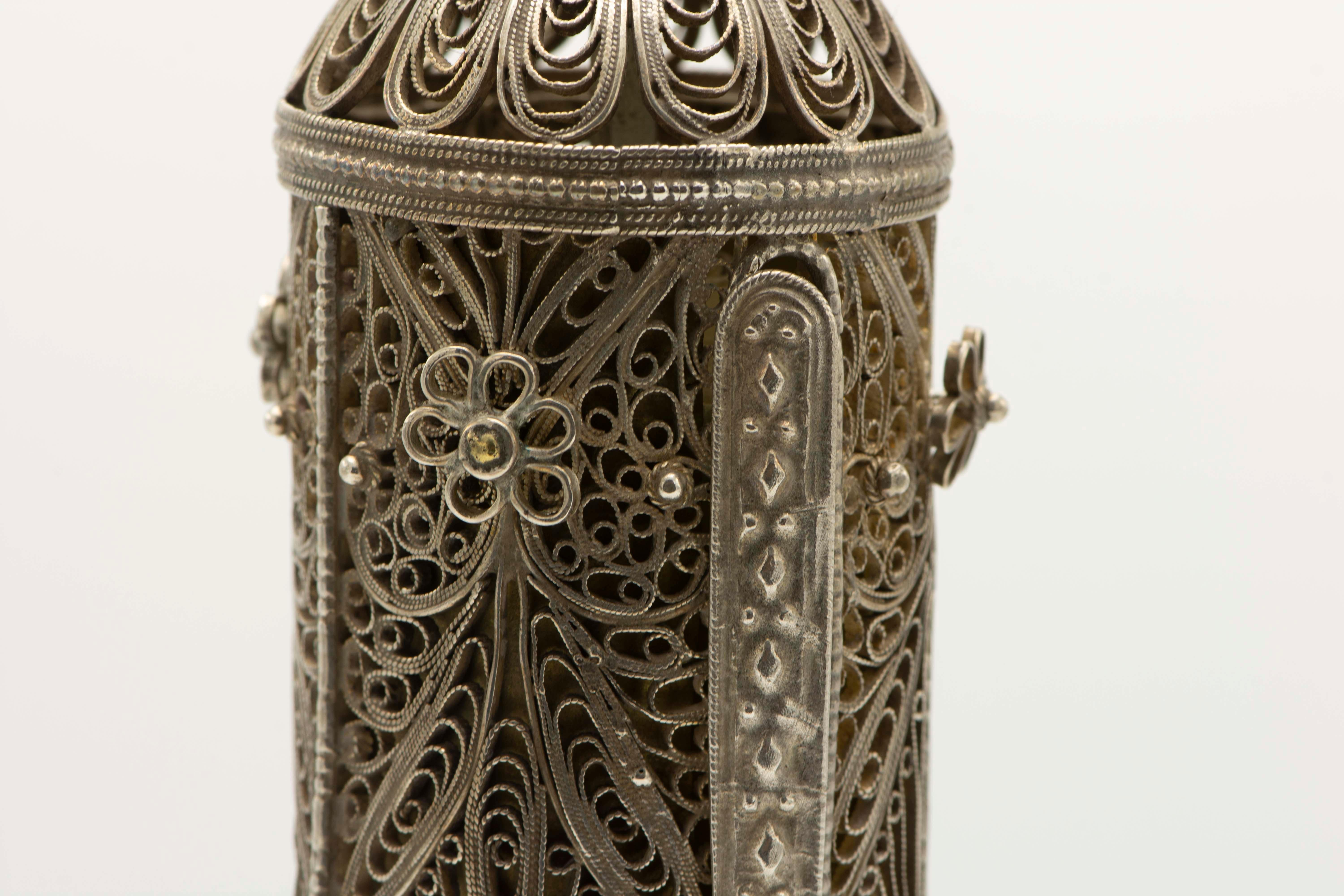 Hand-Crafted Late 19th Century Ottoman Empire Silver Megillah Case and Esther Scroll