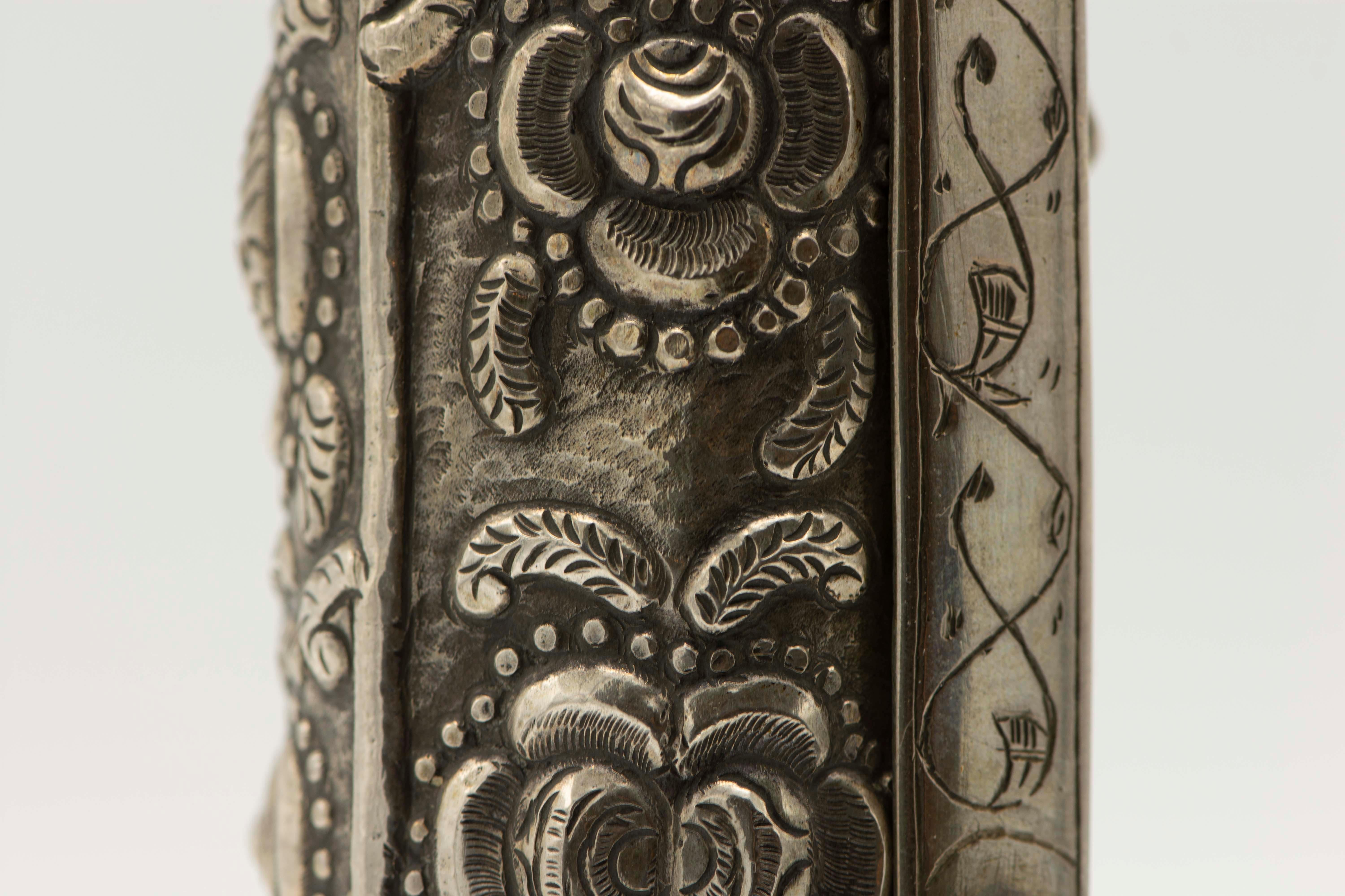 Late 19th Century Ottoman Empire Silver Megillah Case and Esther Scroll In Good Condition In New York, NY