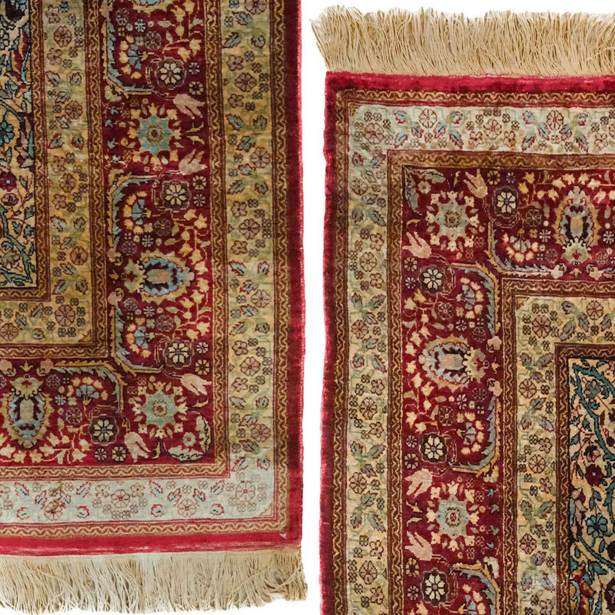 XIXe siècle Tapis Feshane signé de la période ottomane de la fin du 19e siècle en vente