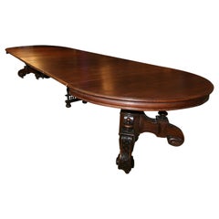 Antique Late 19th Century Oval Extending Dining or Conference Table Made of Oak