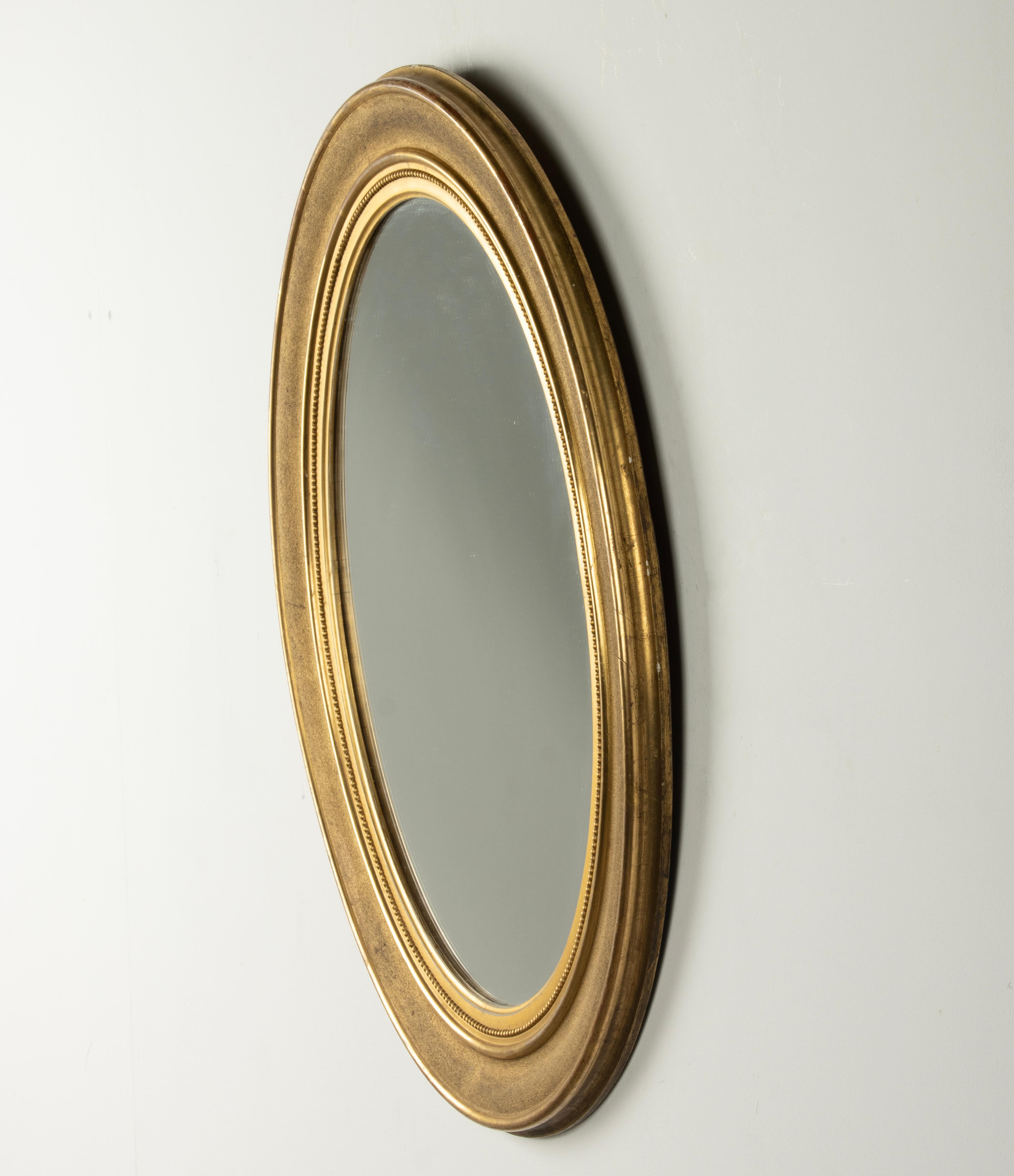 Gesso Late 19th Century Oval Mirror - Gold Leaf Gilt - Louis Philippe