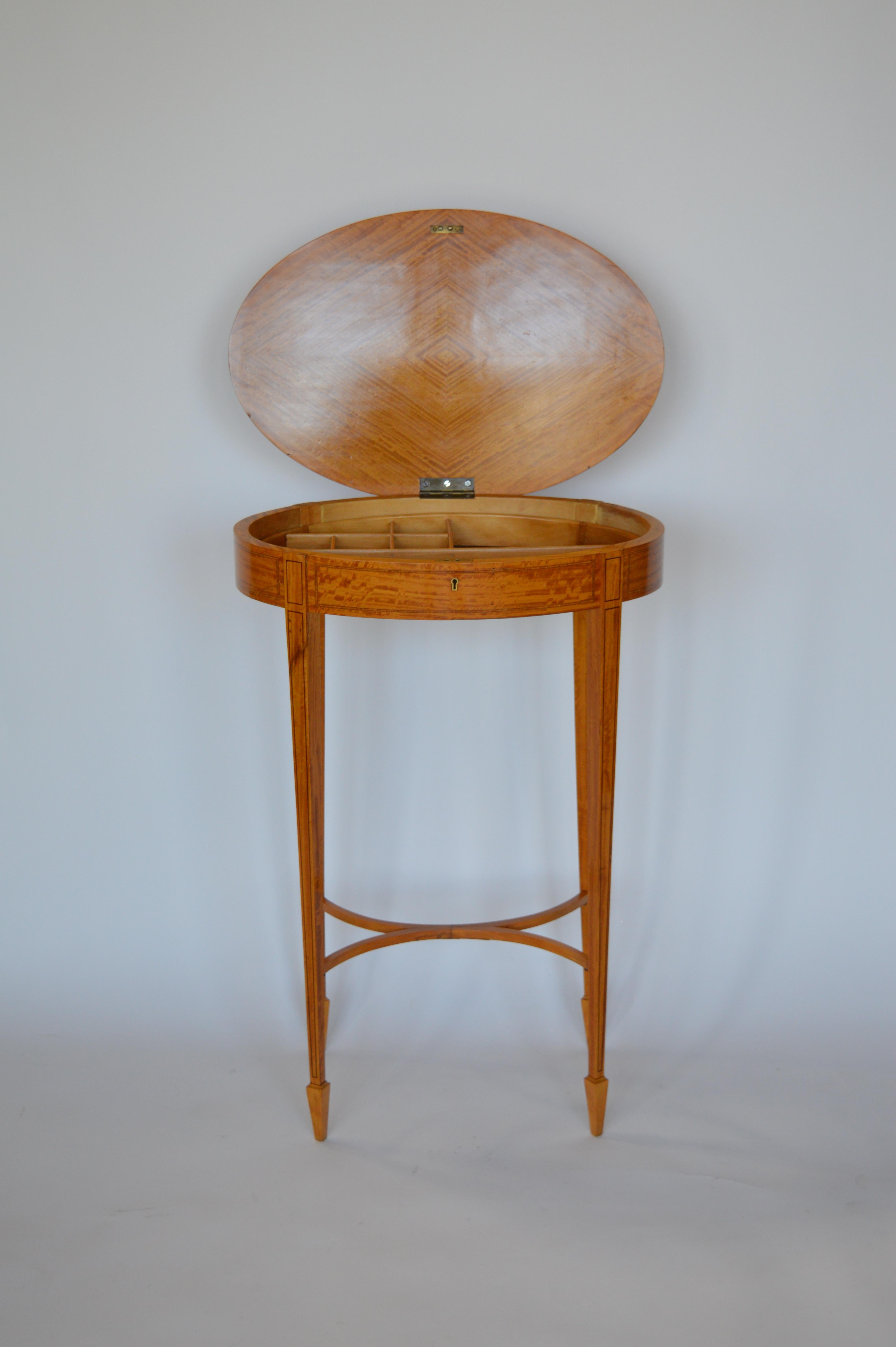 Late 19th Century Oval Satinwood Sewing Table For Sale 2