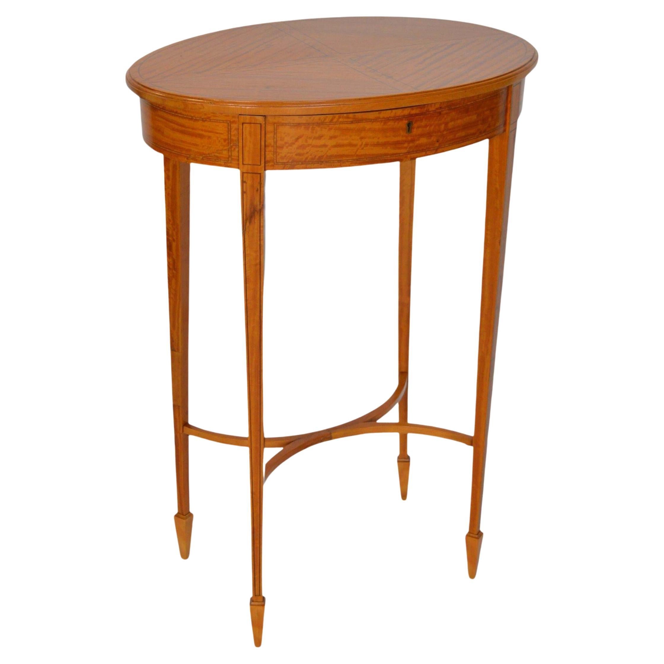 Late 19th Century Oval Satinwood Sewing Table For Sale