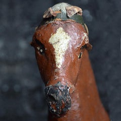 Late 19th Century Oversized Papier Maché Pull Along Horse Toy