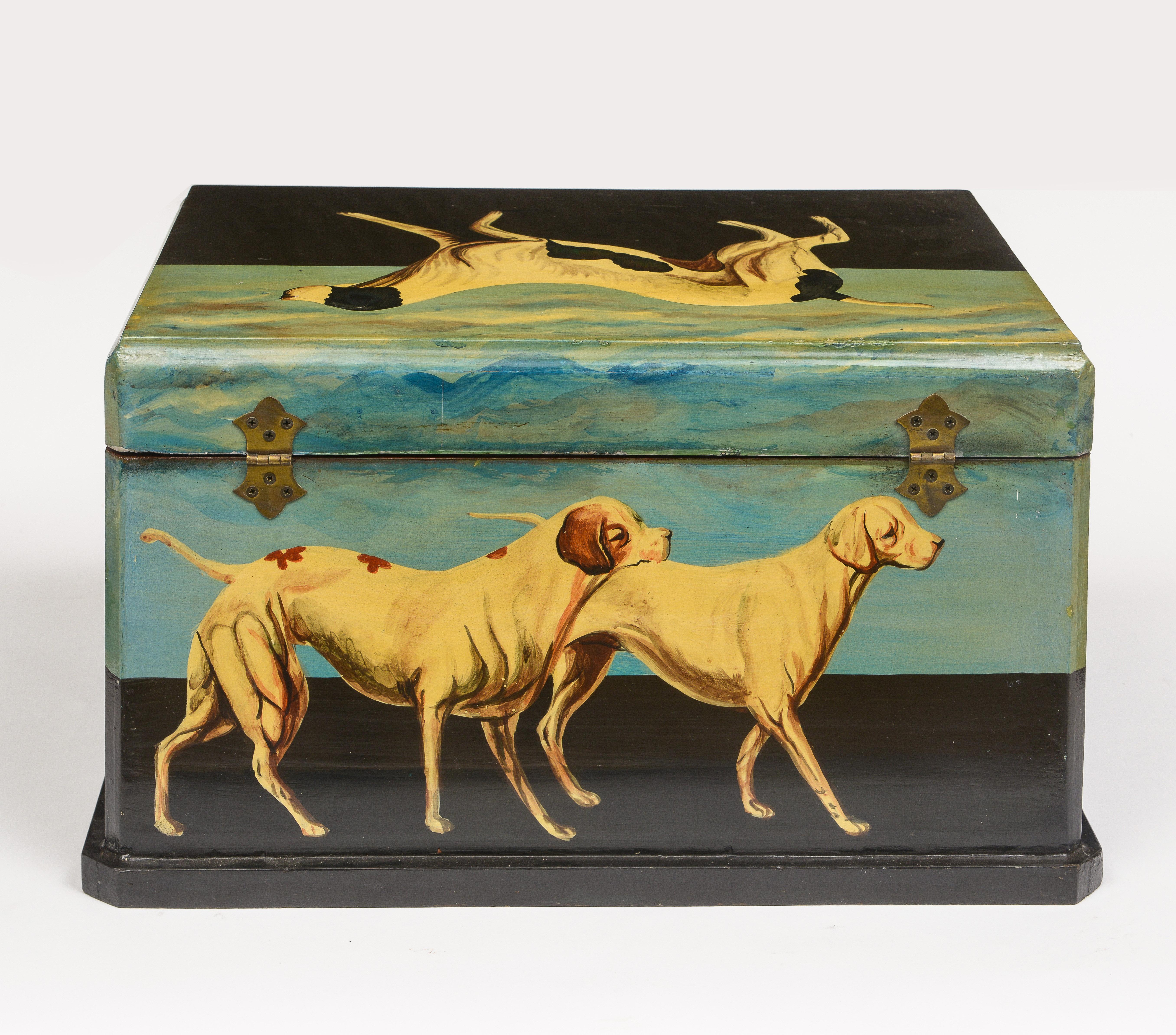 Hand-Crafted Late 19th Century Painted Box For Sale