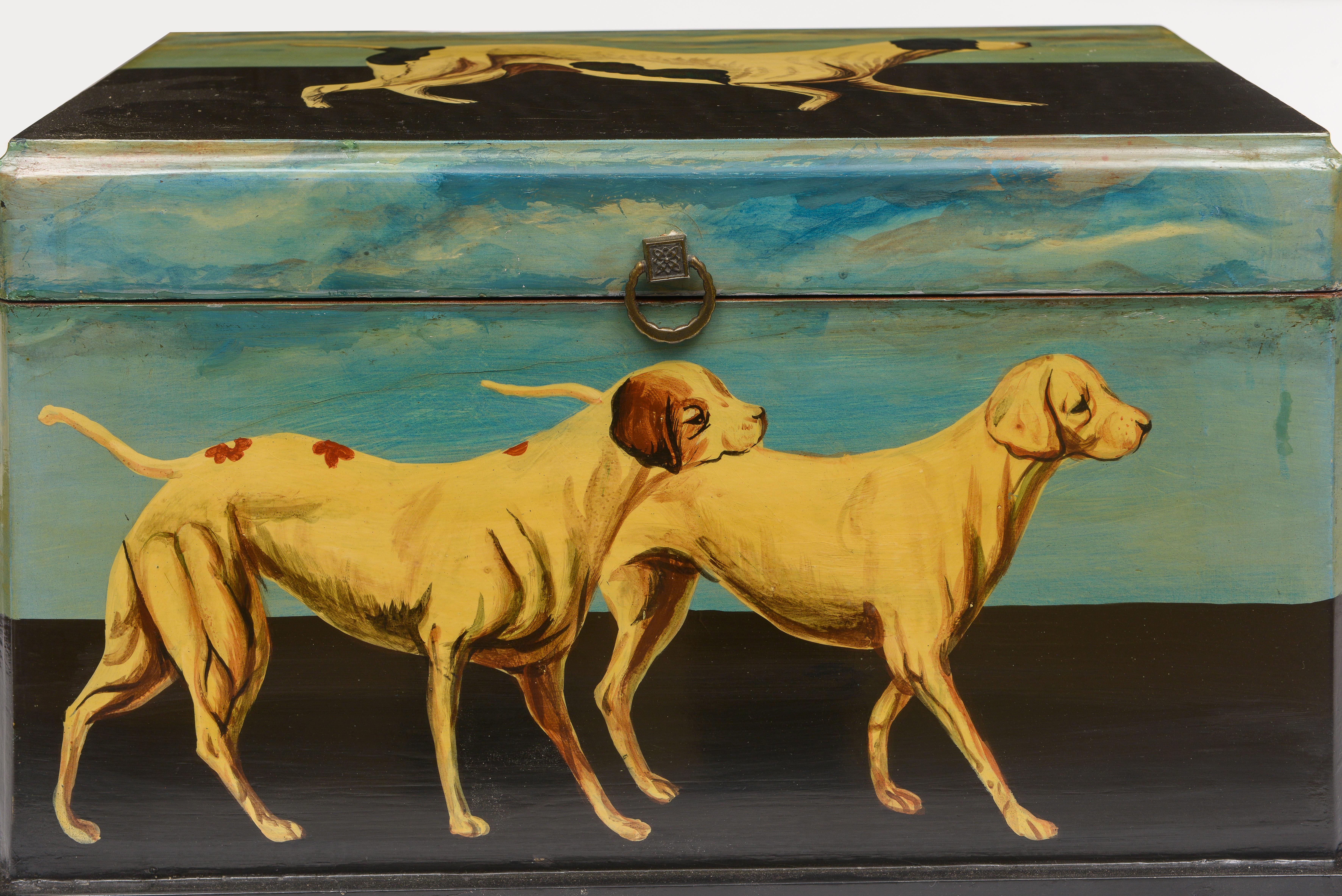 Brass Late 19th Century Painted Box For Sale