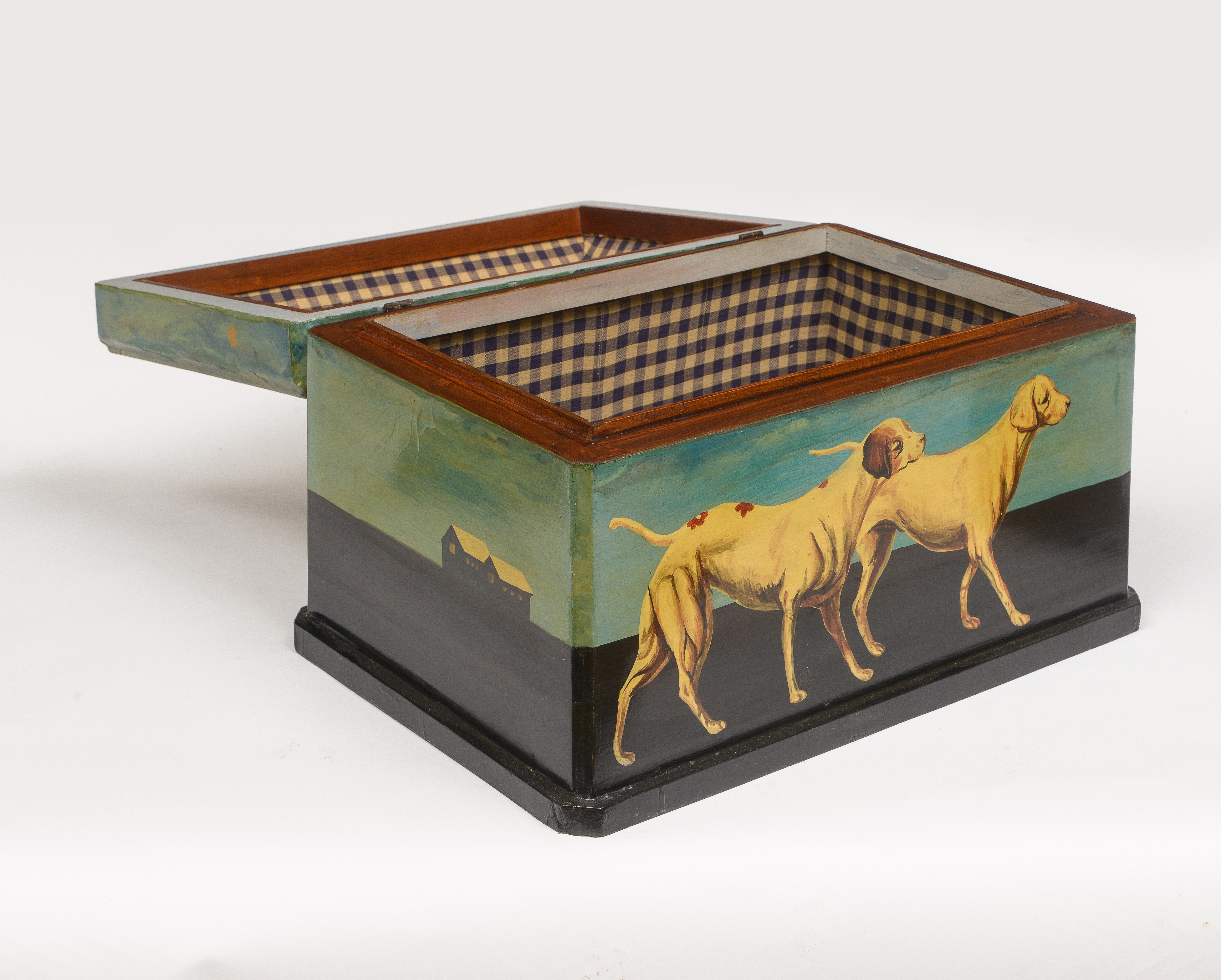 Laiton Boîte peinte de la fin du 19e siècle en vente