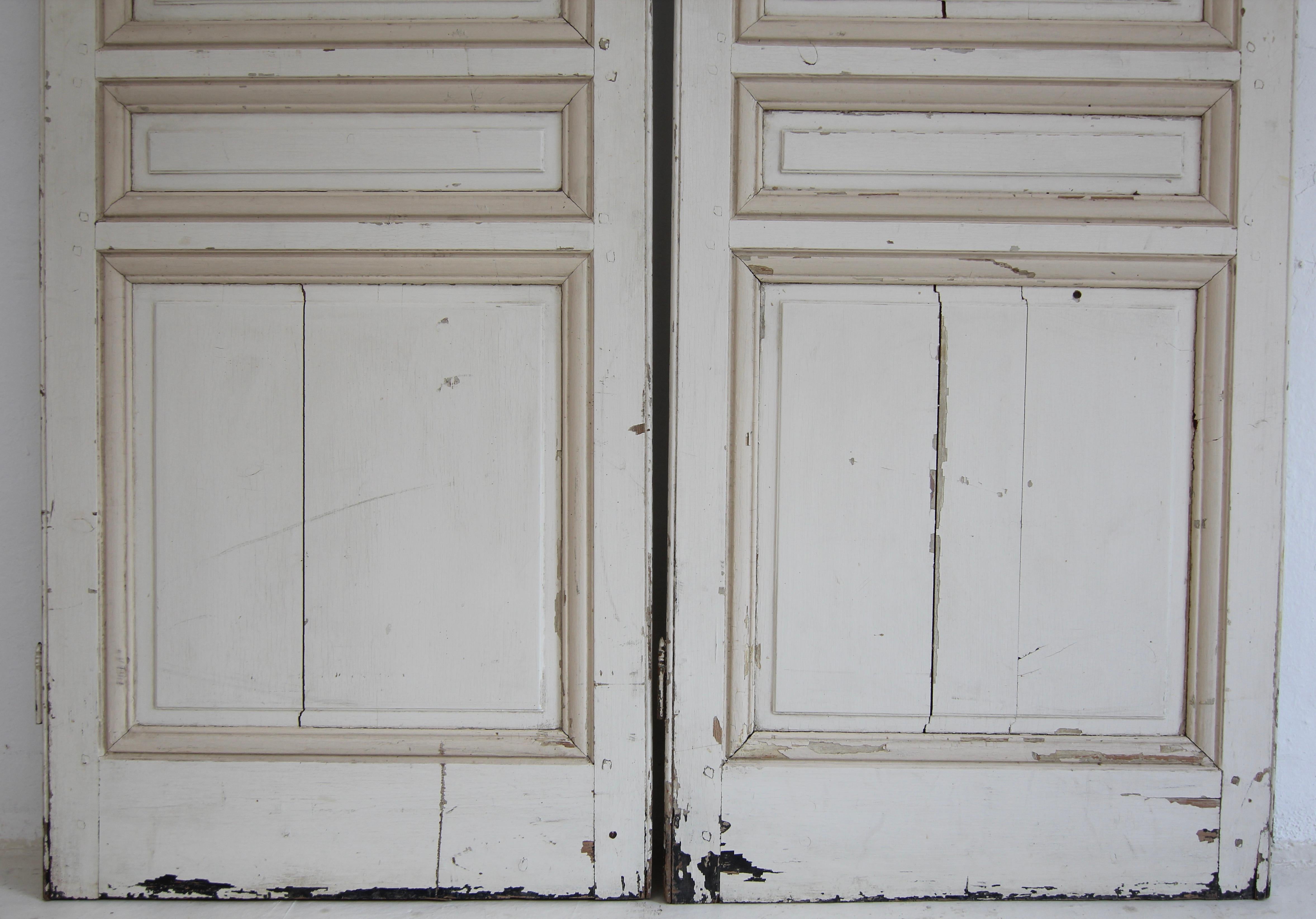 Pine Late 19th Century Painted Built-In Cabinet Doors, Set of 2 For Sale