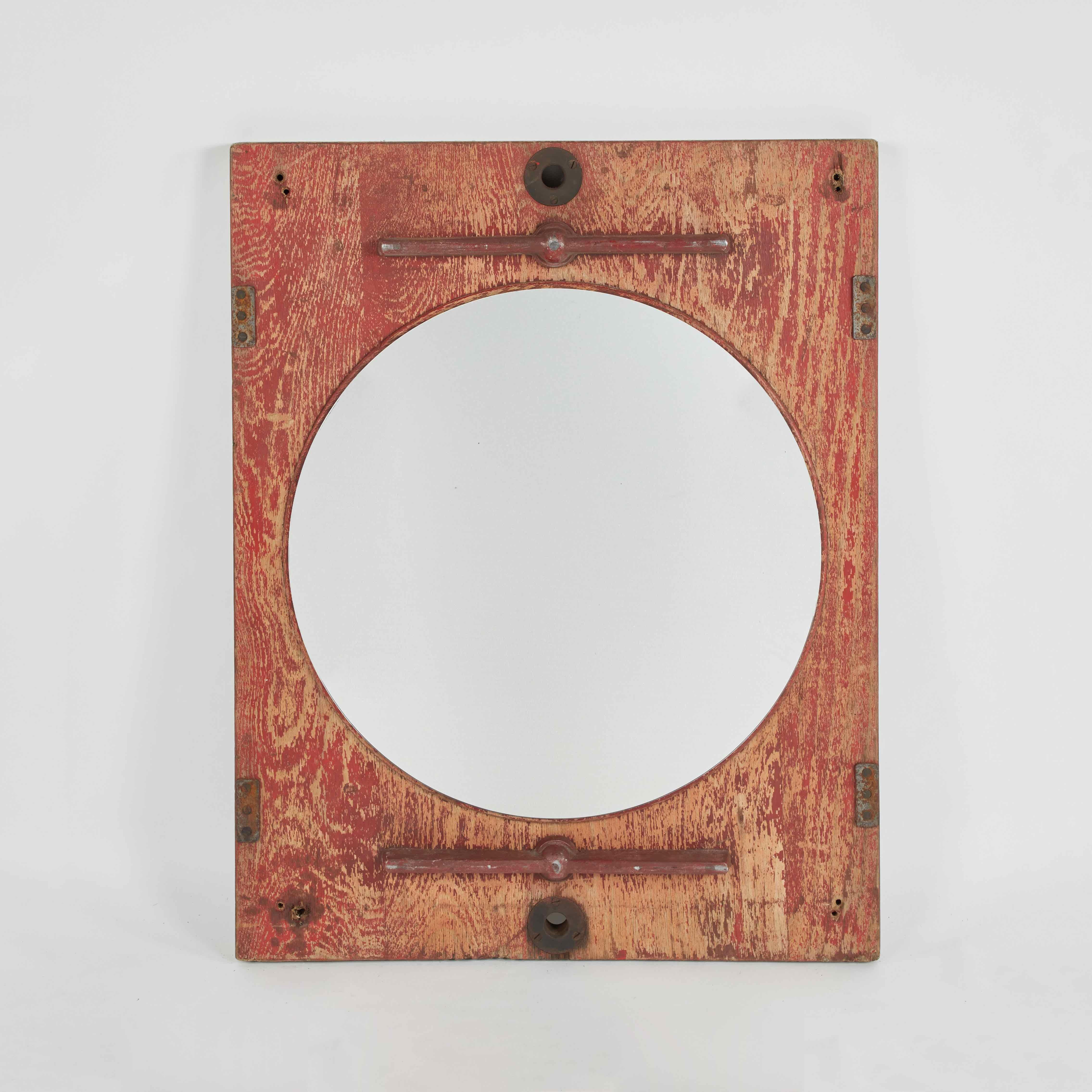 Late 19th Century Painted Circular Red French Mirror 2