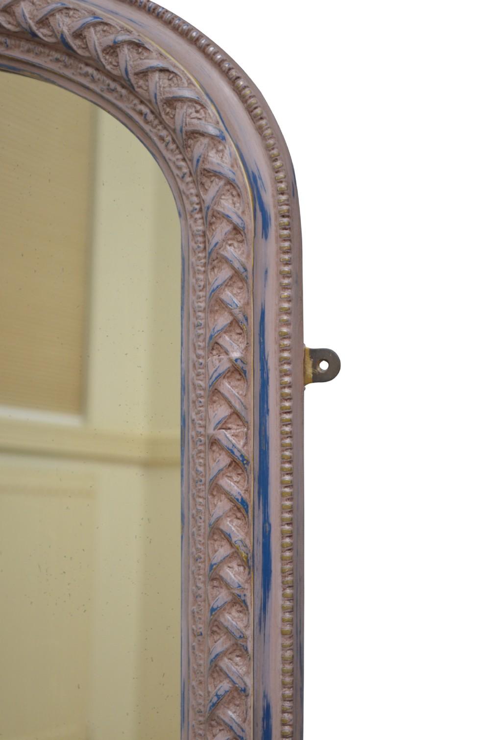 Espejo sobremantel pintado de finales del siglo XIX Espejo de pared H107cm Vidrio en venta