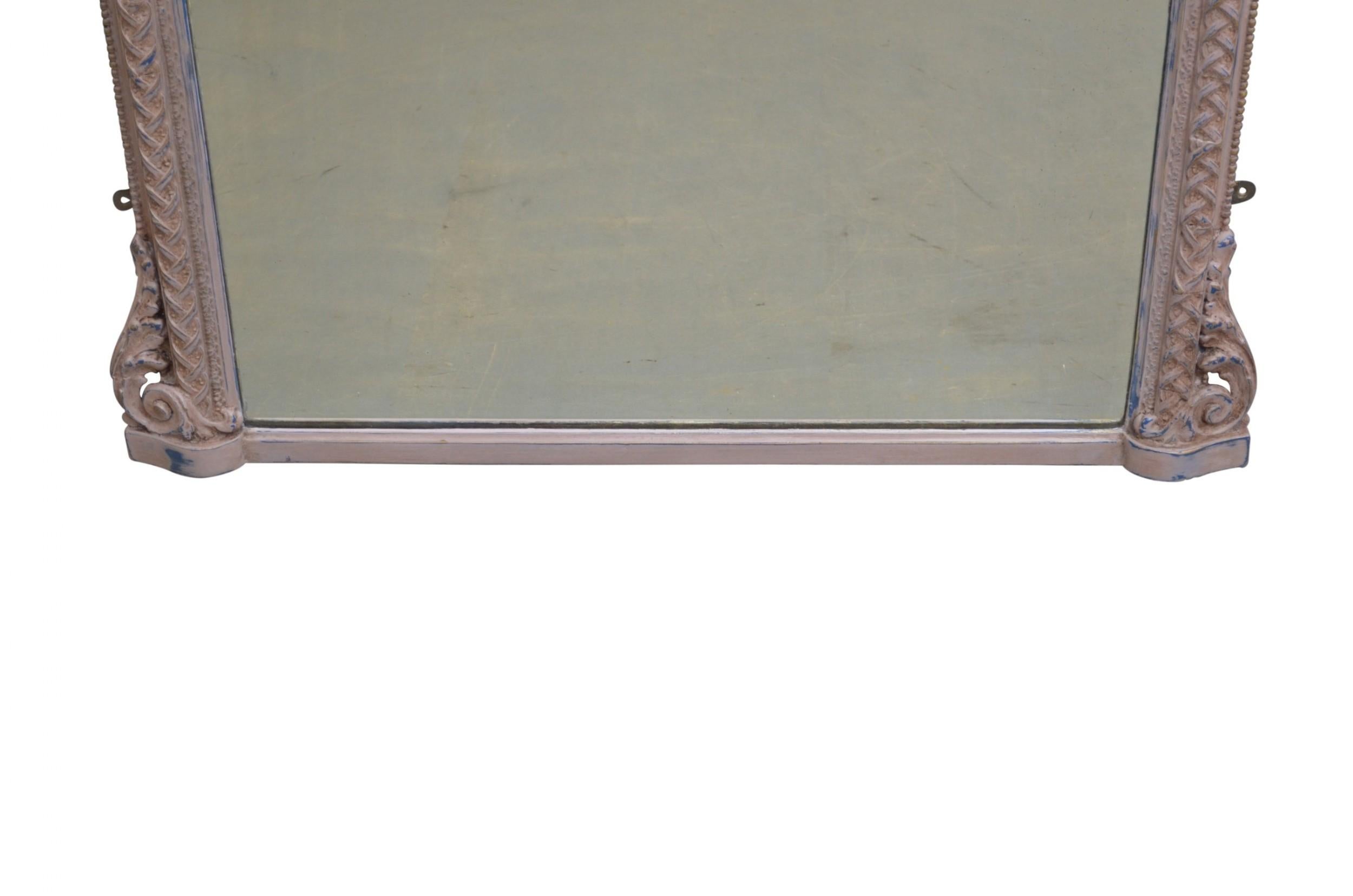 Espejo sobremantel pintado de finales del siglo XIX Espejo de pared H107cm en venta 3
