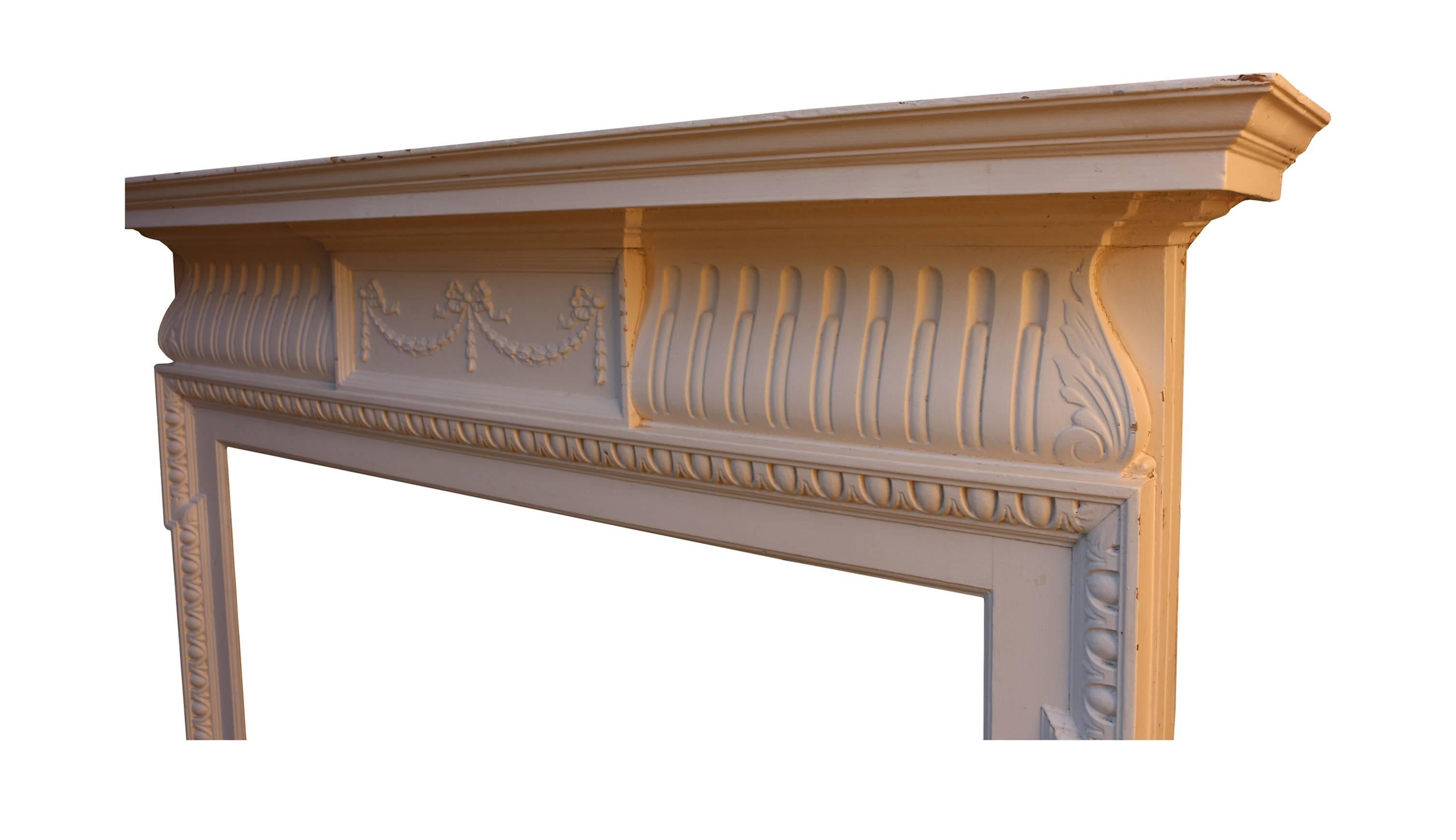 English Late 19th Century Painted Pine and Composition Fire Surround