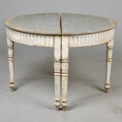 Late 19th Century Painted Swedish Demilune Console Tables - Pair