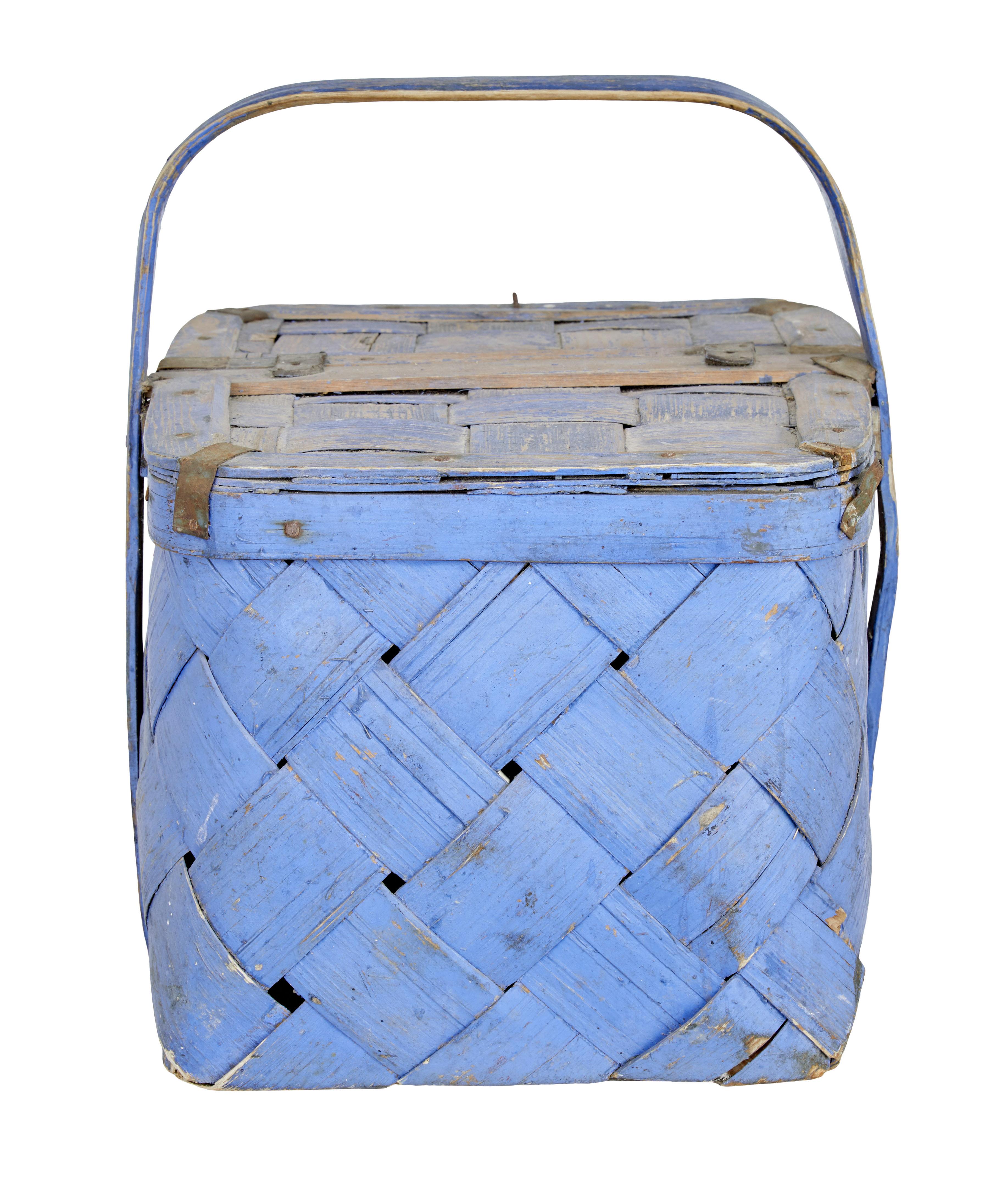 Hand-Crafted Late 19th Century Painted Swedish Fruit Basket