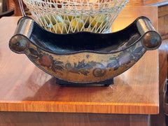 Late 19th Century Painted Tole Caddy With Floral Decoration