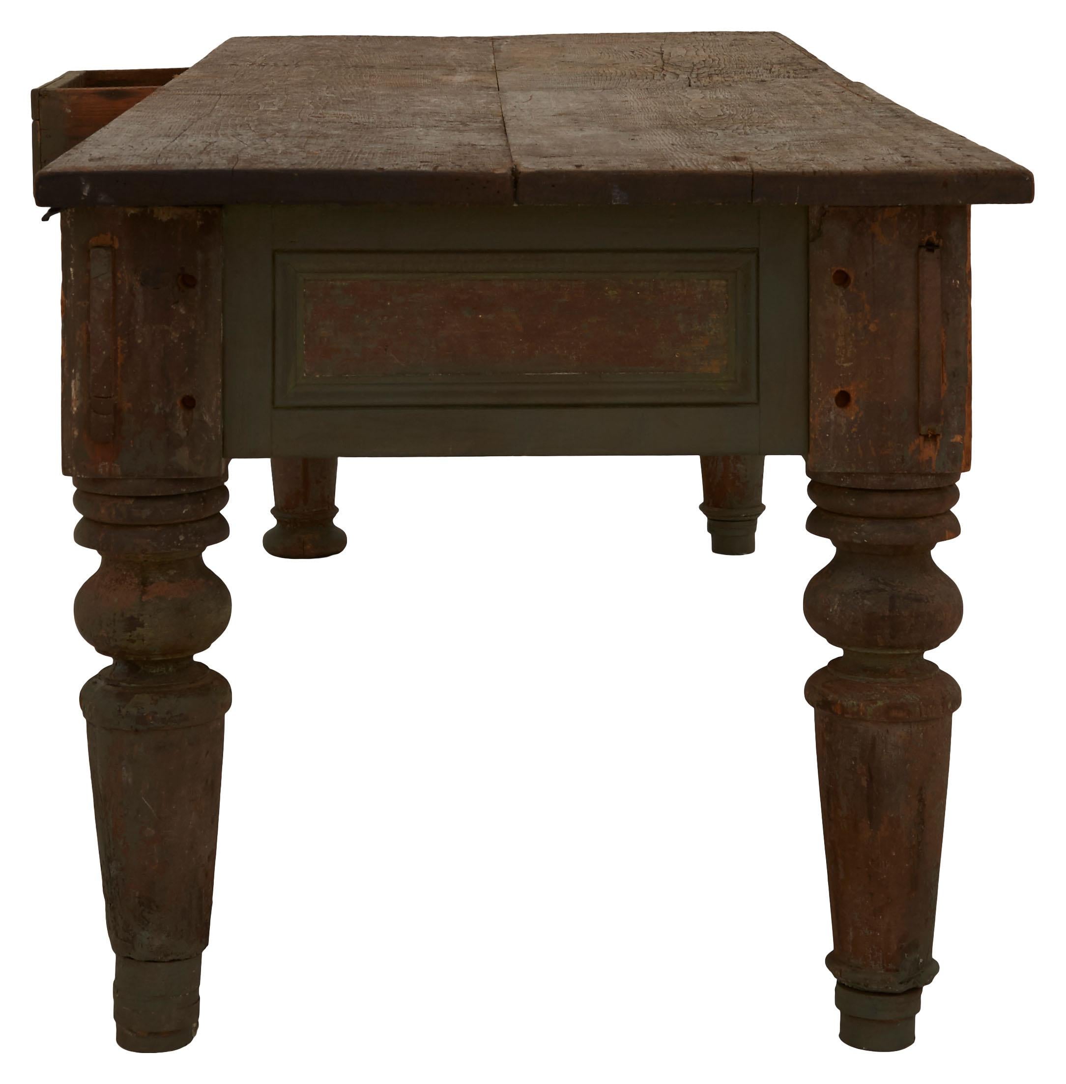 Late 19th Century Painted Wood Farm Table For Sale 1