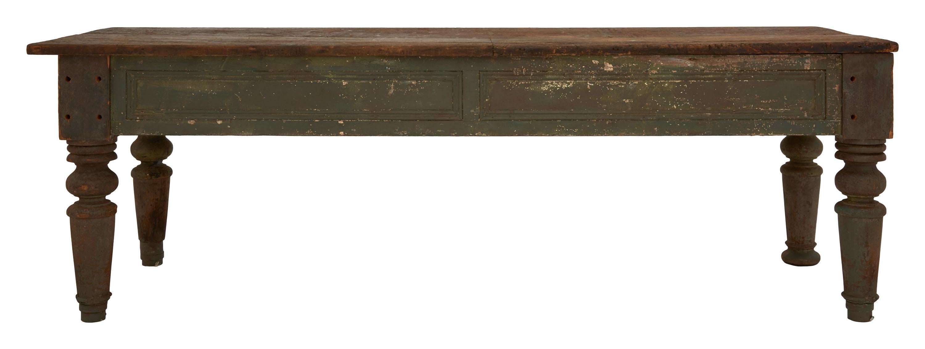 Late 19th Century Painted Wood Farm Table For Sale 2