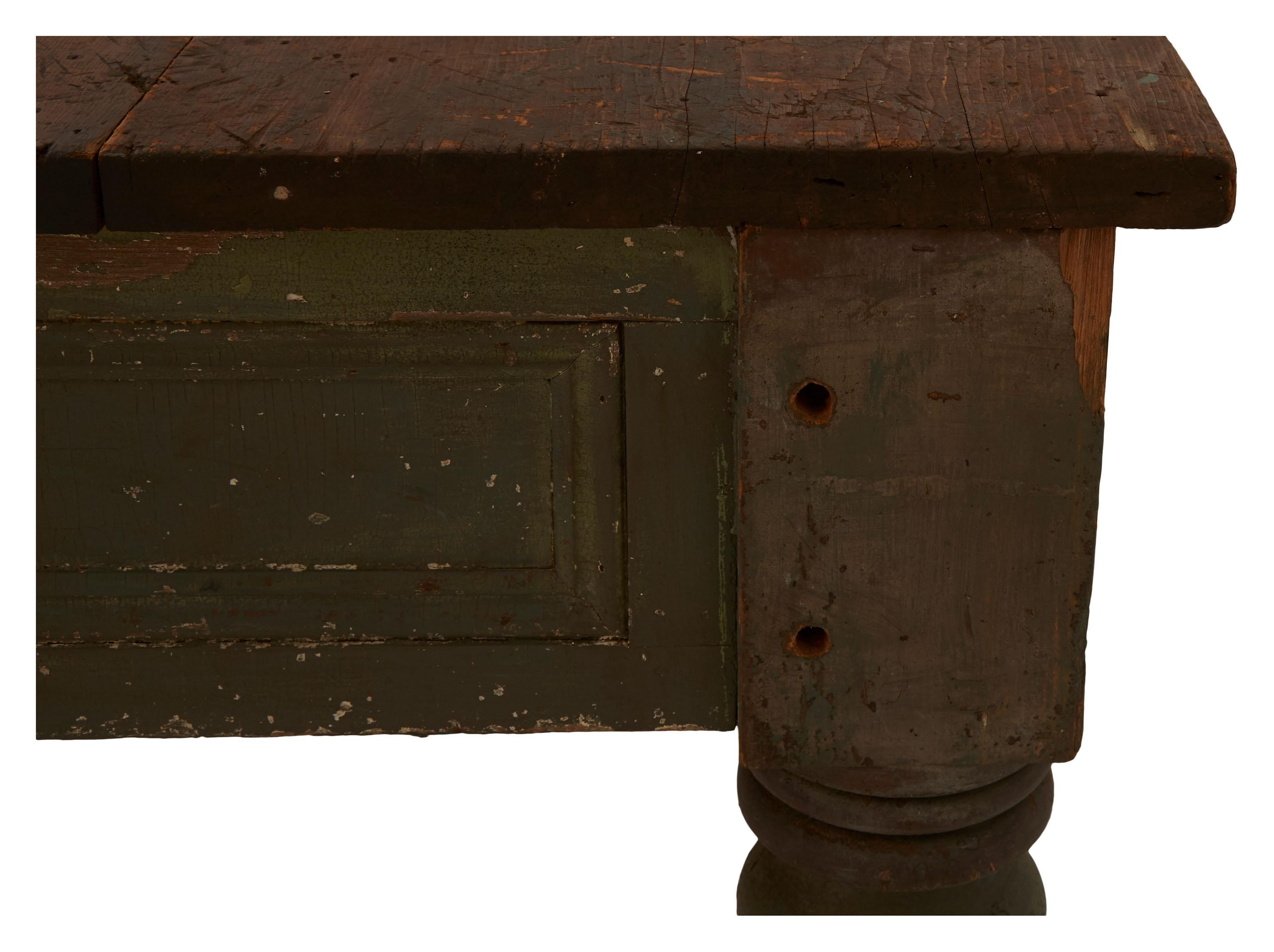 Late 19th Century Painted Wood Farm Table im Angebot 1