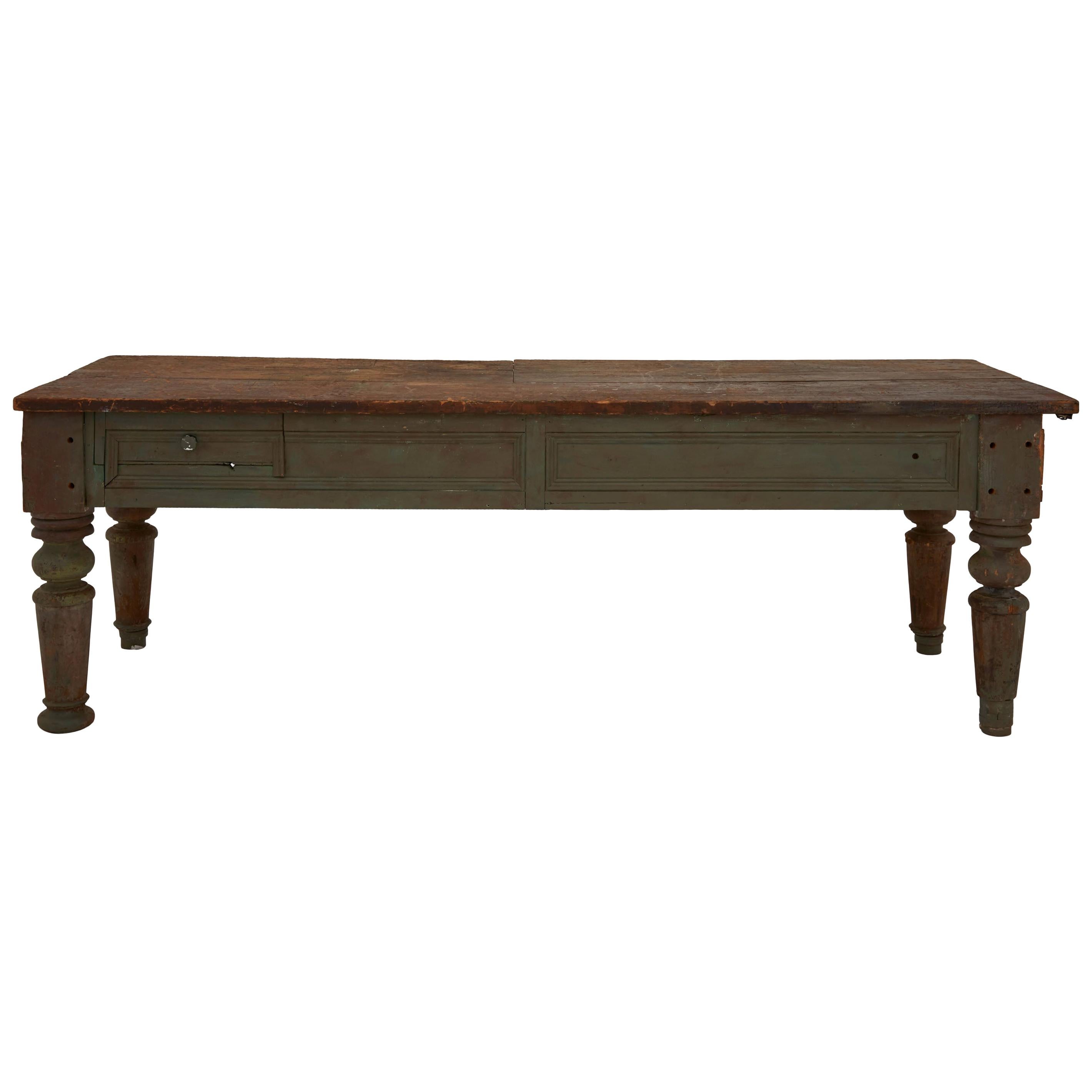 Late 19th Century Painted Wood Farm Table im Angebot