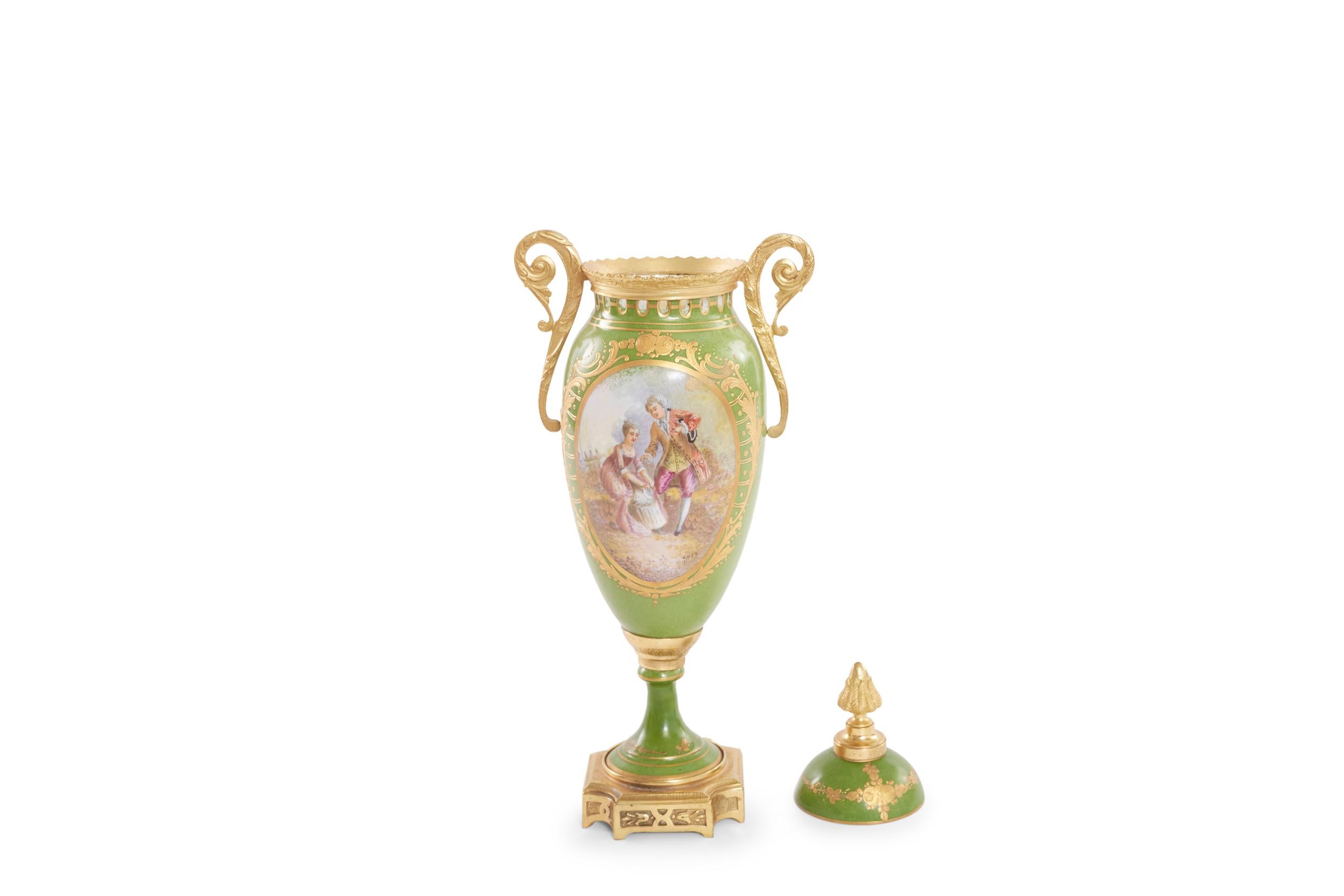 Late 19th Century Pair French Porcelain Urn 6