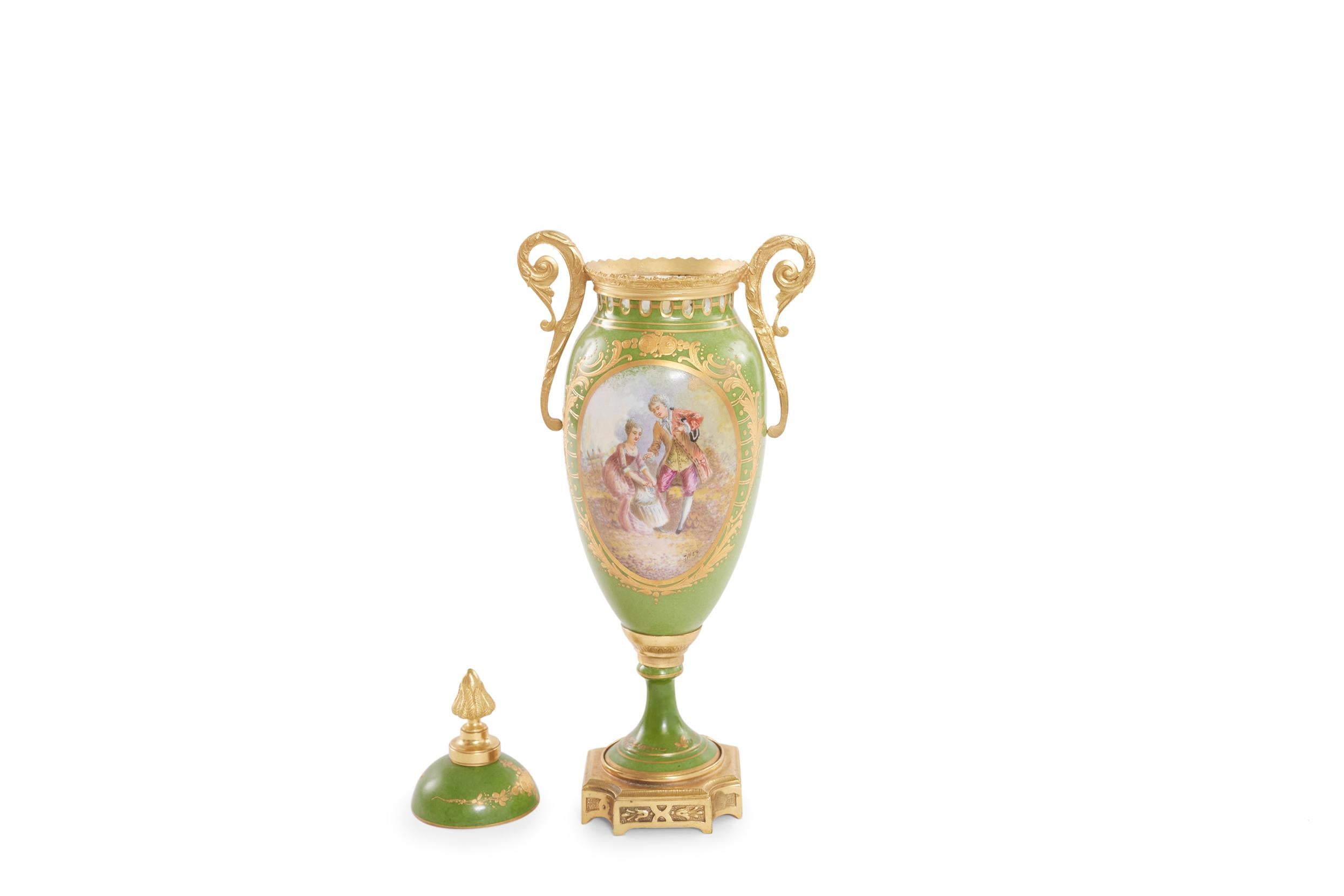 Late 19th Century Pair French Porcelain Urn 4
