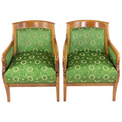 Late 19th Century Pair of Armchairs, Empire Style, France, Cherry and Maplewood