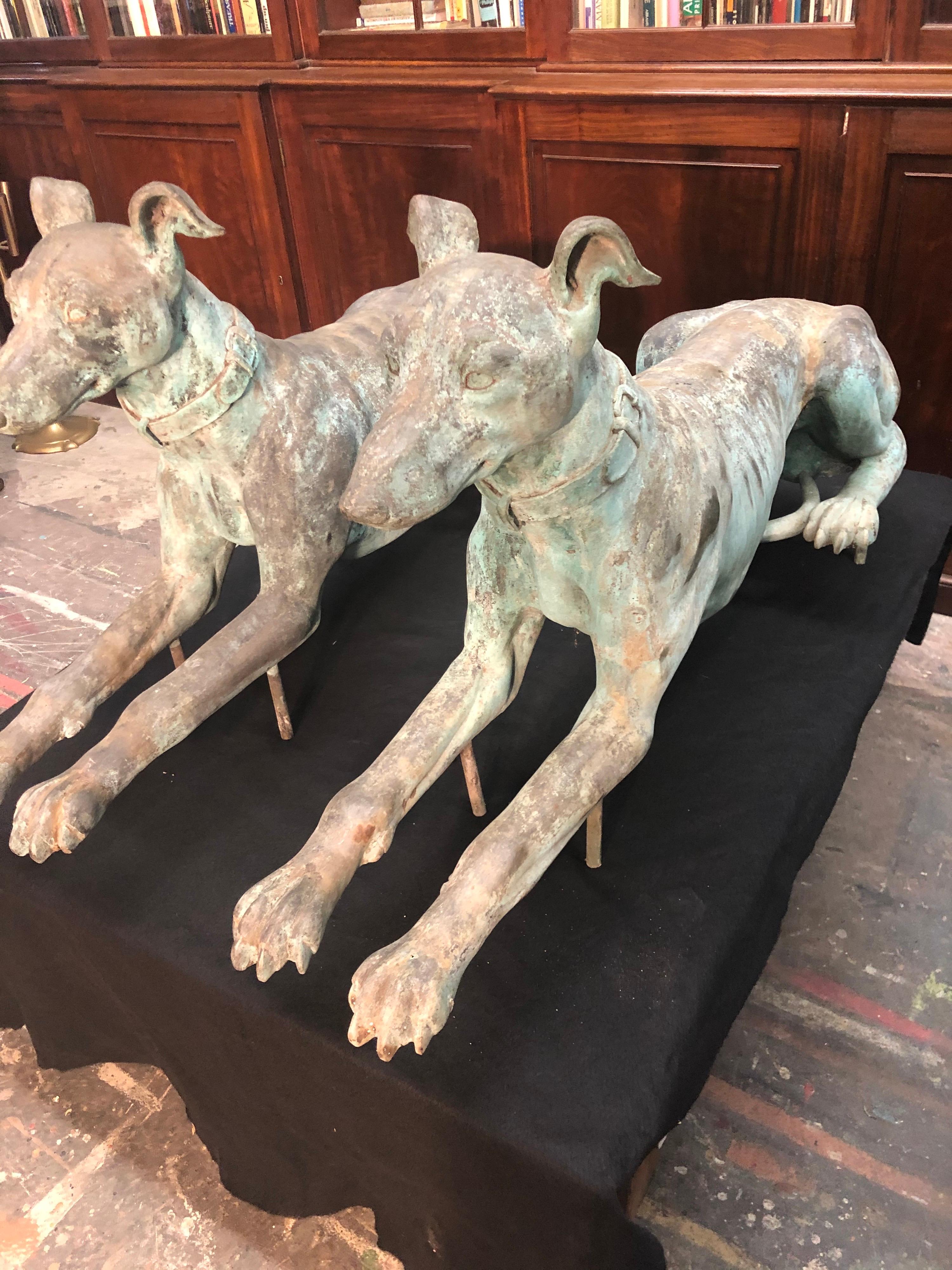 Late 19th Century  Pair Of Bronze Greyhounds 5