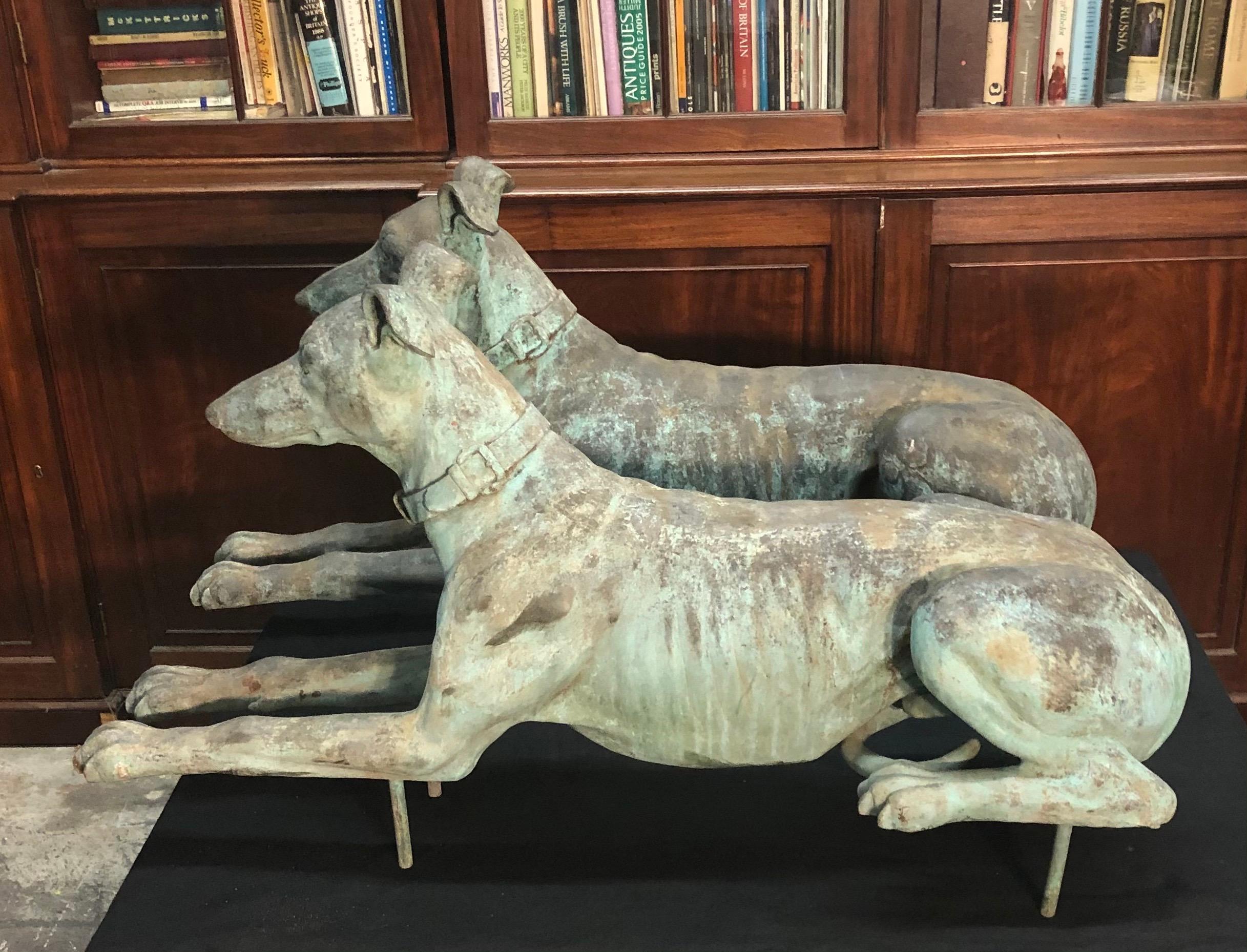 Late 19th Century  Pair Of Bronze Greyhounds 6