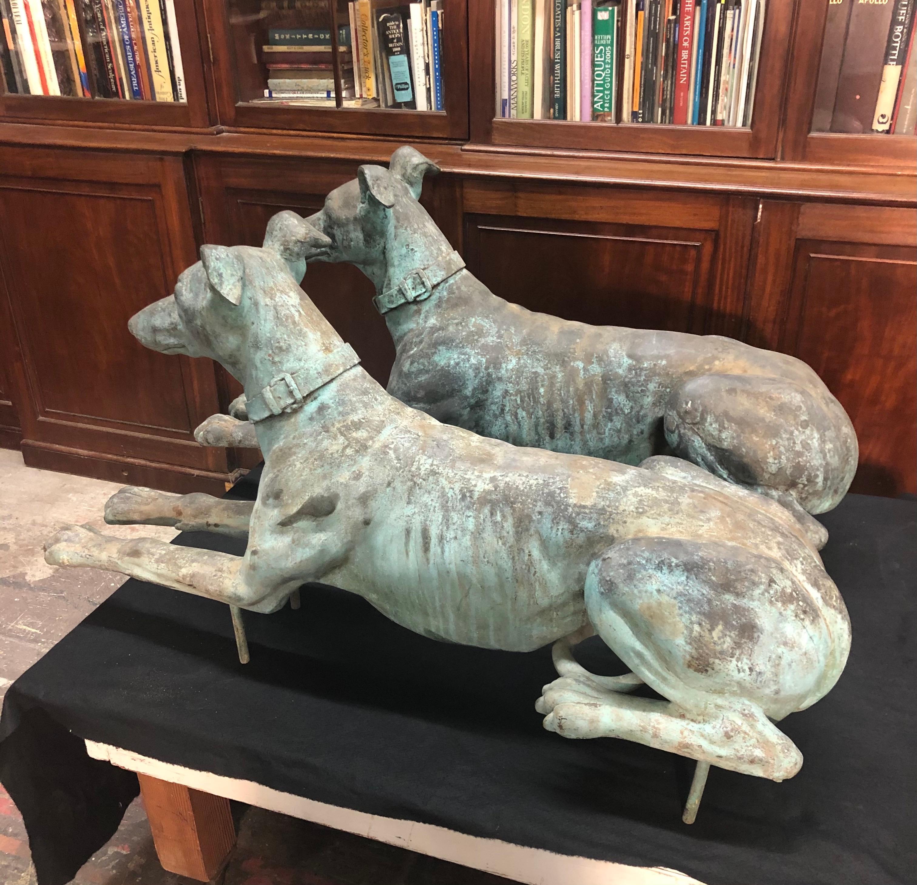 Late 19th Century  Pair Of Bronze Greyhounds 7