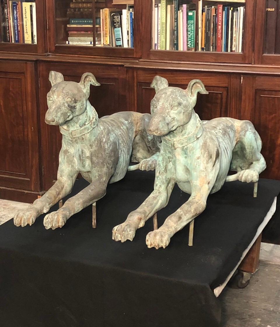 Late 19th Century  Pair Of Bronze Greyhounds 12