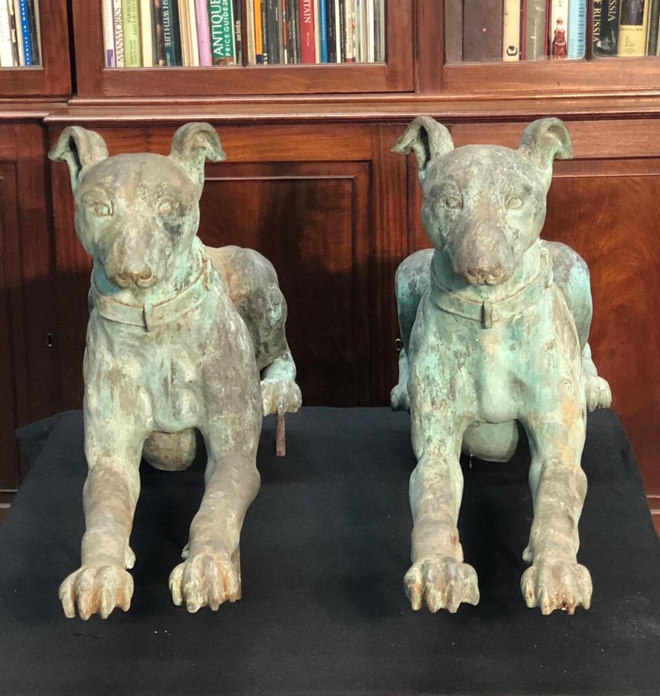 Late 19th Century  Pair Of Bronze Greyhounds 13