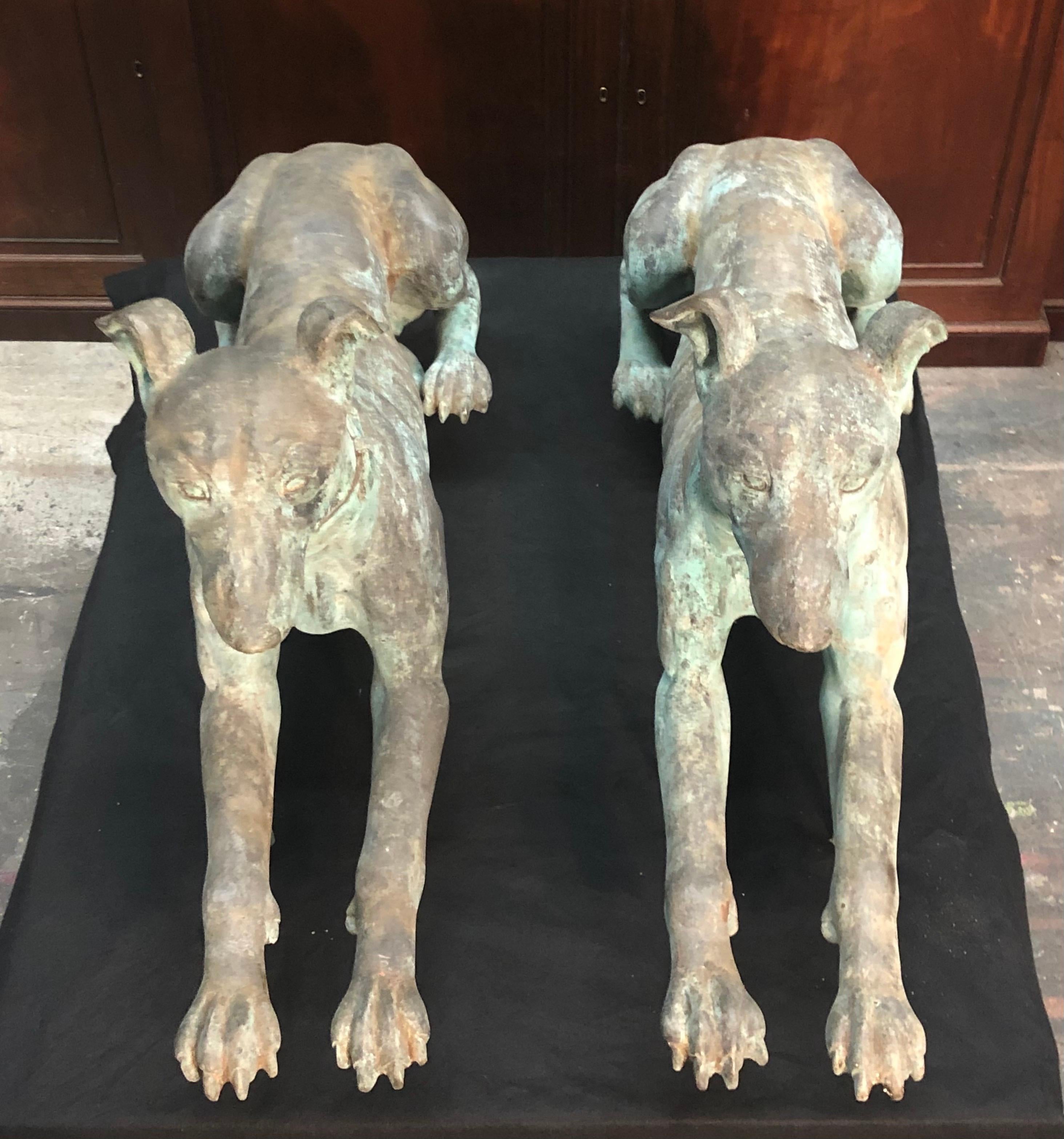 Late 19th Century  Pair Of Bronze Greyhounds 1