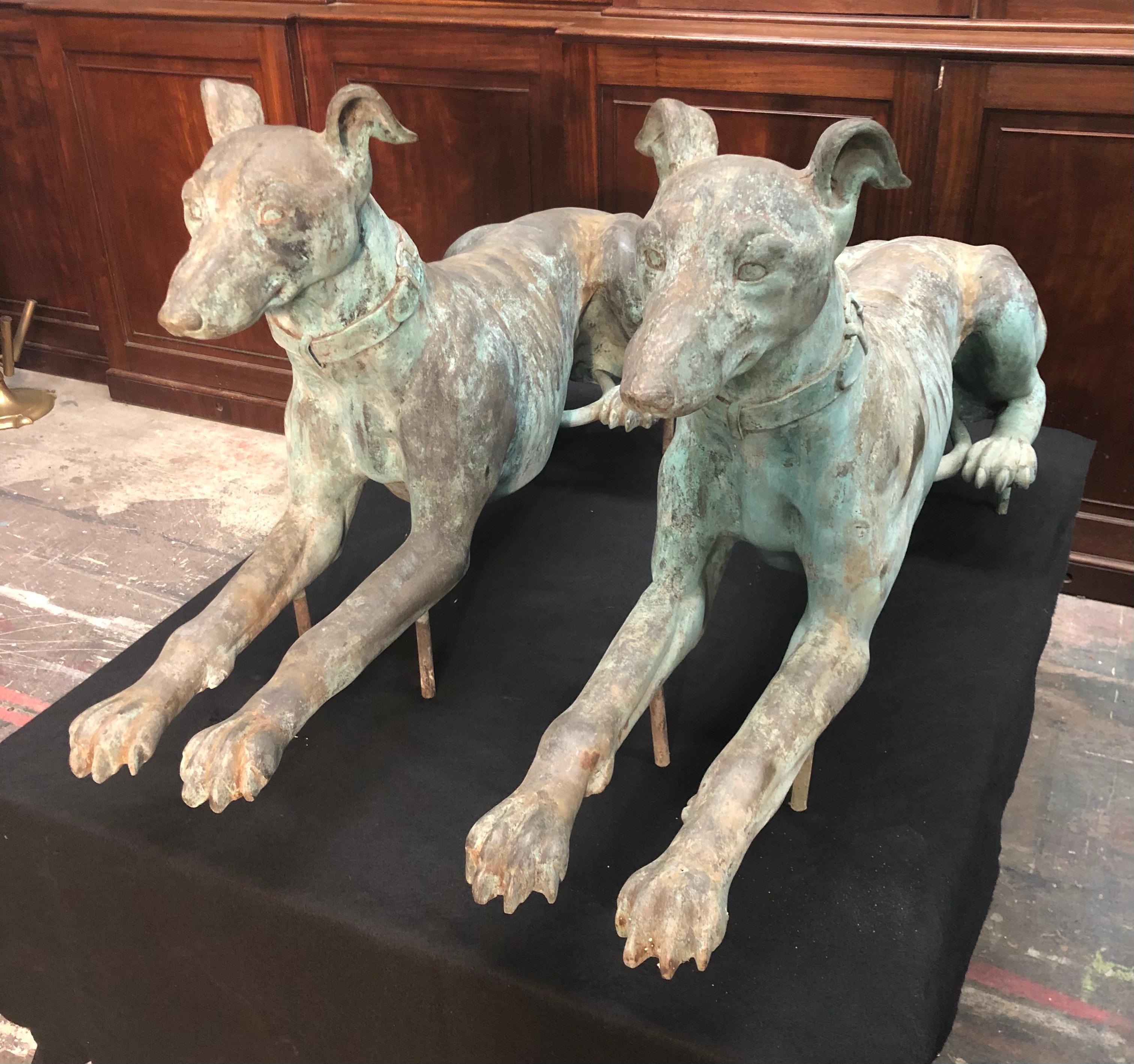 Late 19th Century  Pair Of Bronze Greyhounds 2