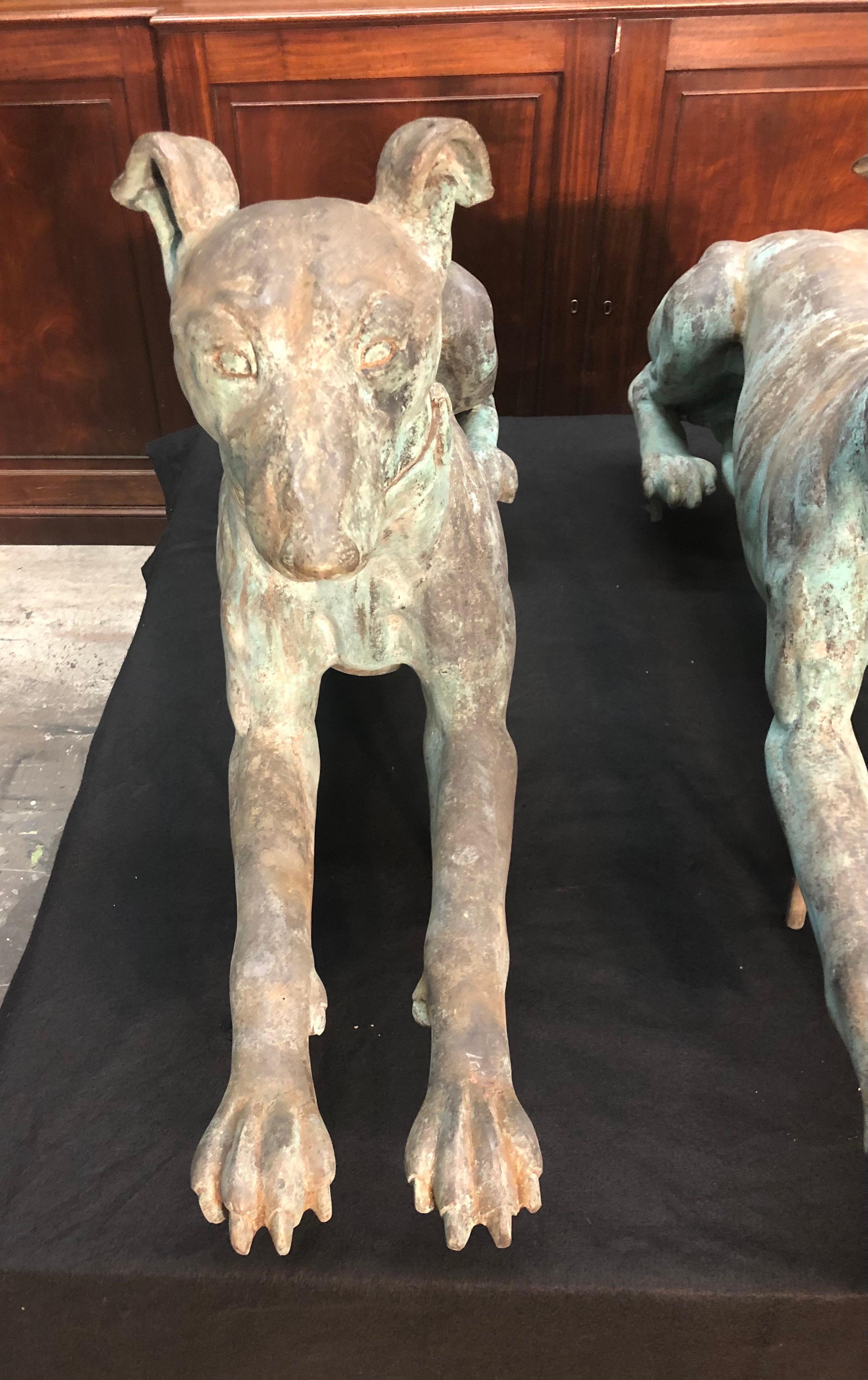 Late 19th Century  Pair Of Bronze Greyhounds 3