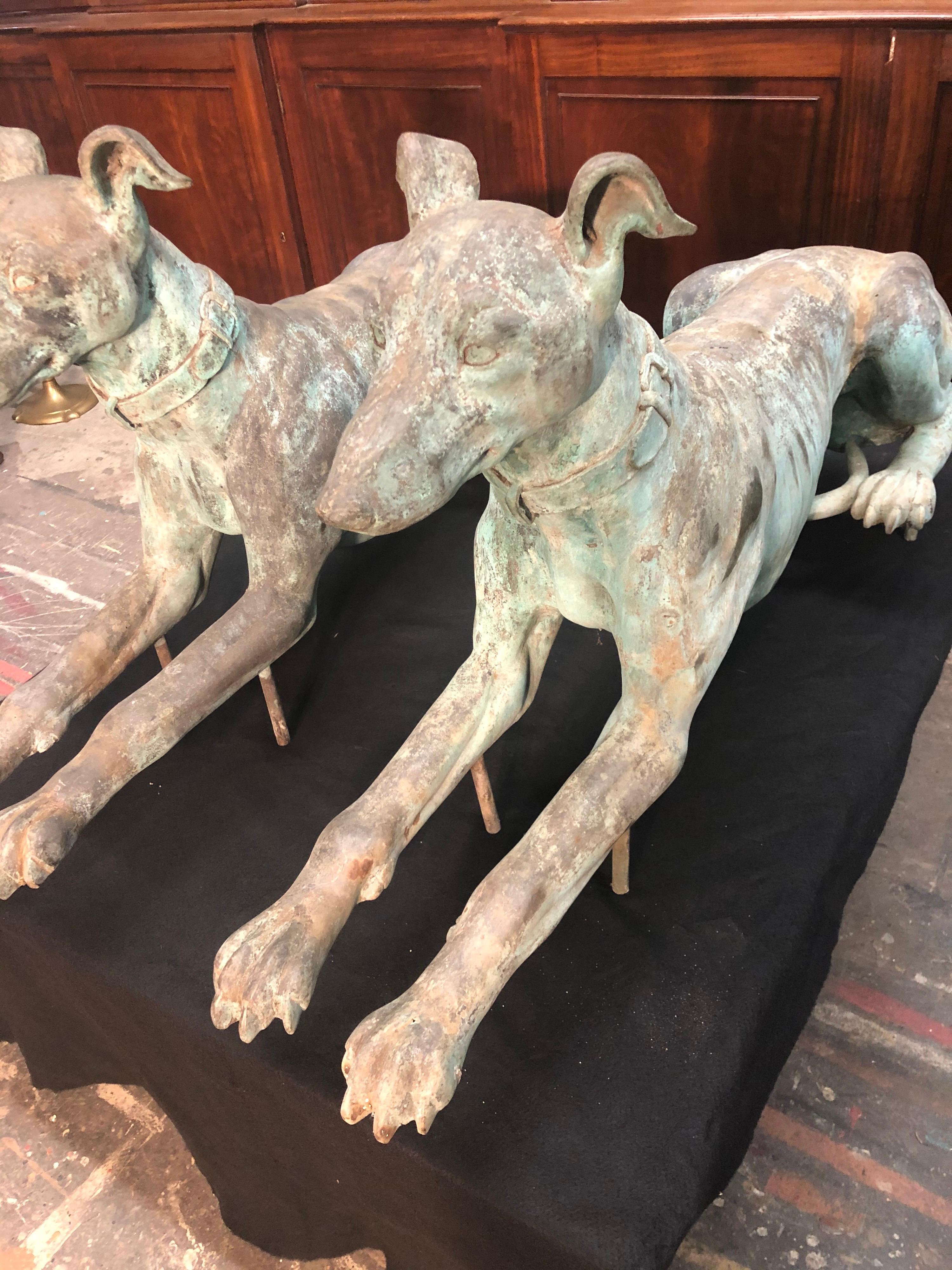 Late 19th Century  Pair Of Bronze Greyhounds 4