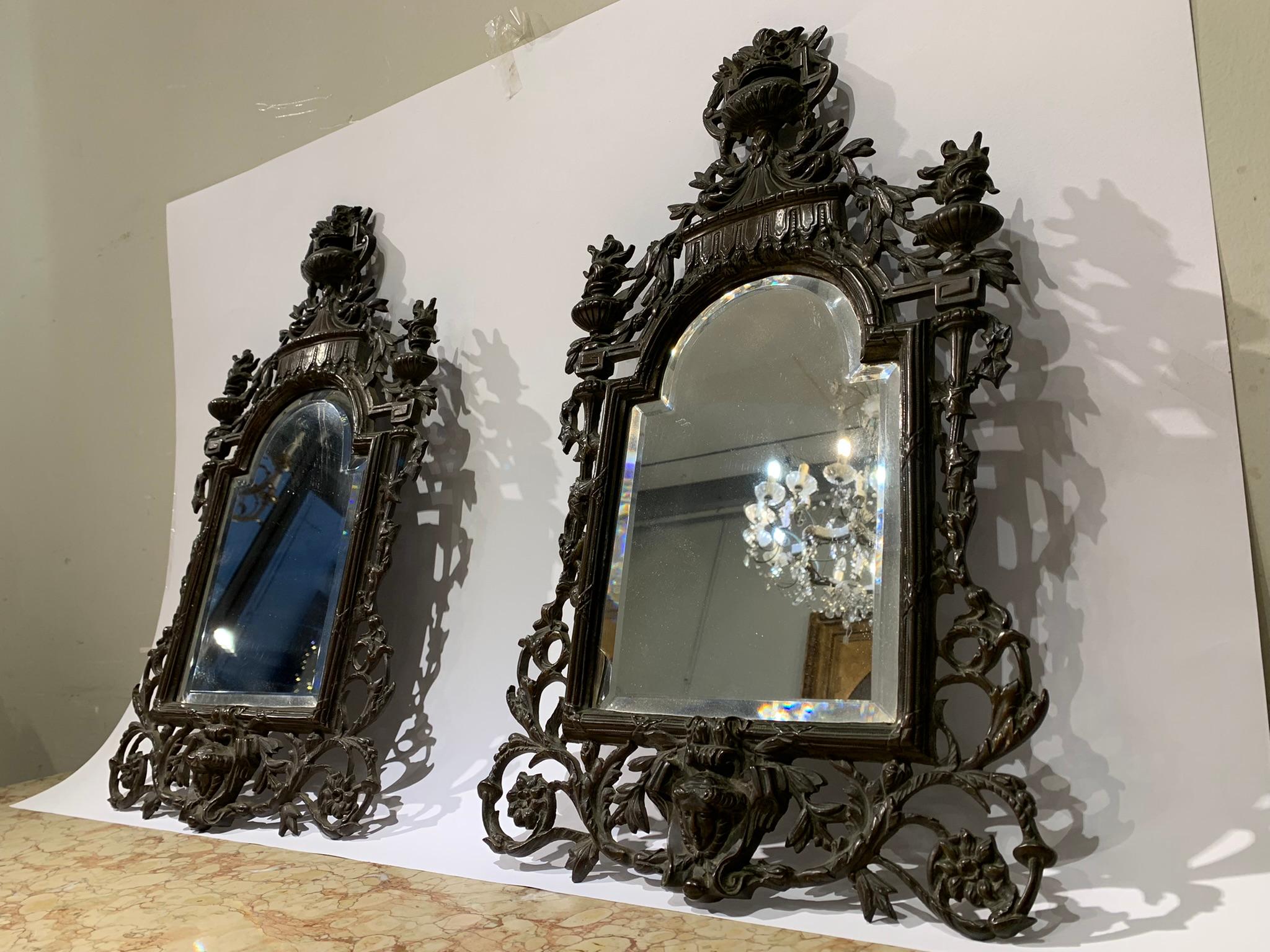 Late 19th Century, Pair of Bronze Mirrors For Sale 8