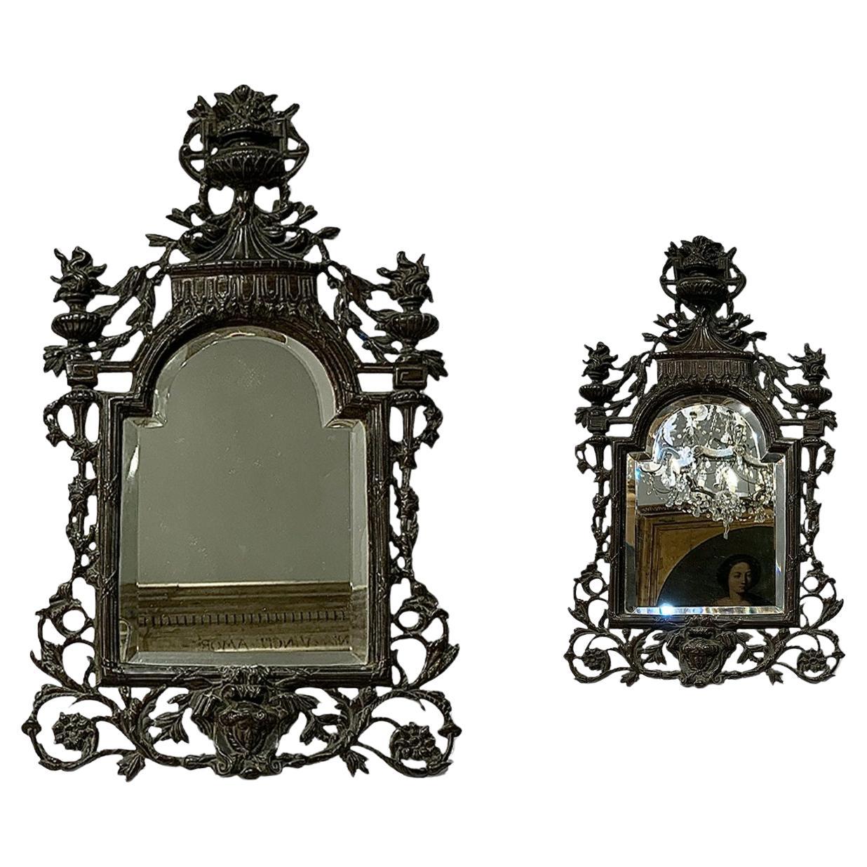 Fin du 19e siècle, Paire de miroirs en bronze en vente