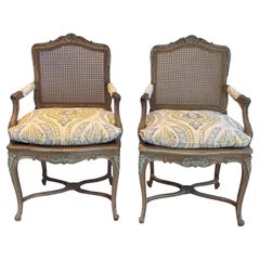 Late 19th Century Pair of Caned Arm Chairs Late 19th Century Pair of Caned Arm Chairs