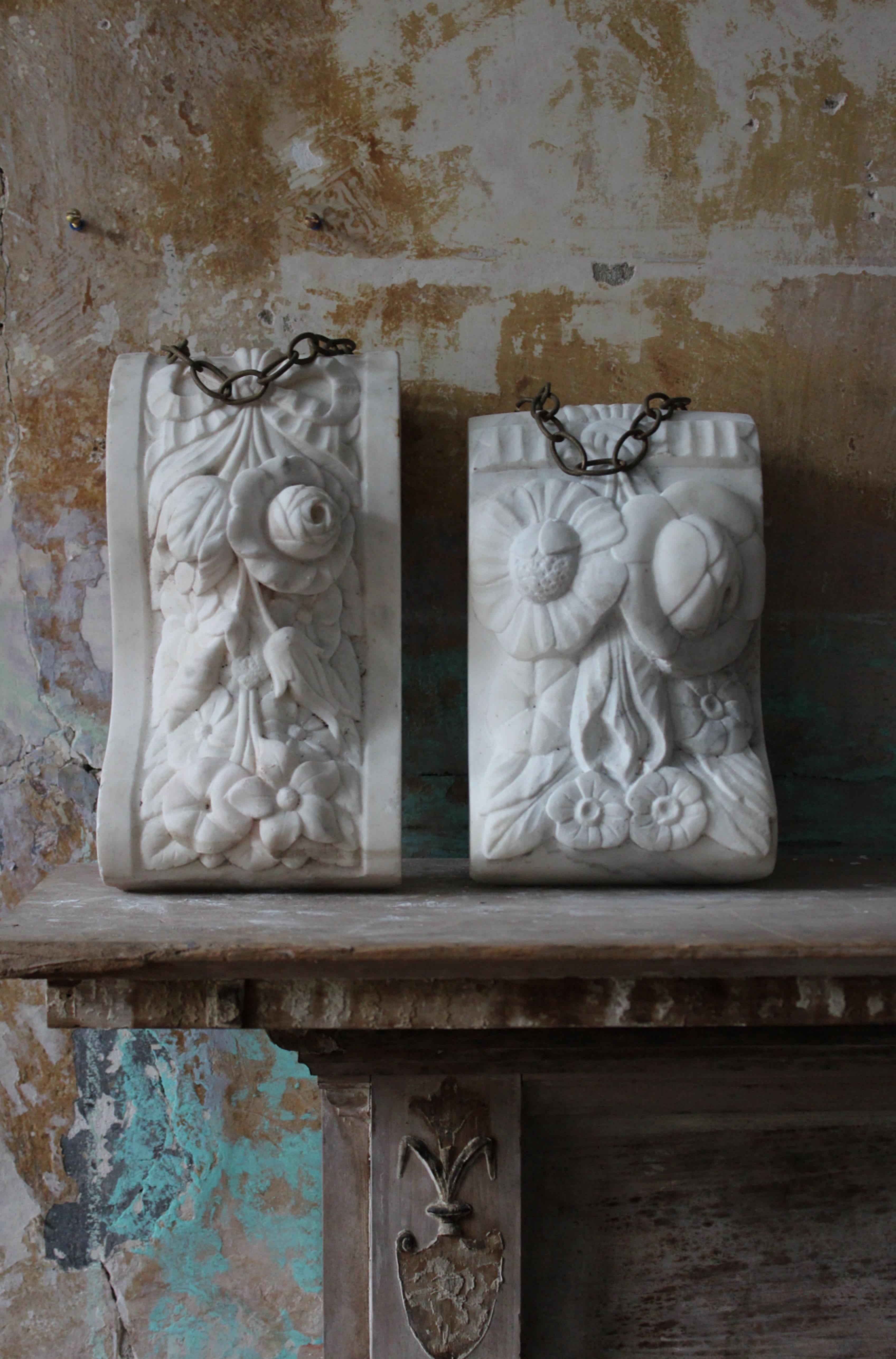 Late 19th Century Pair of Carved Marble Architectural Elements Corbels   For Sale 5