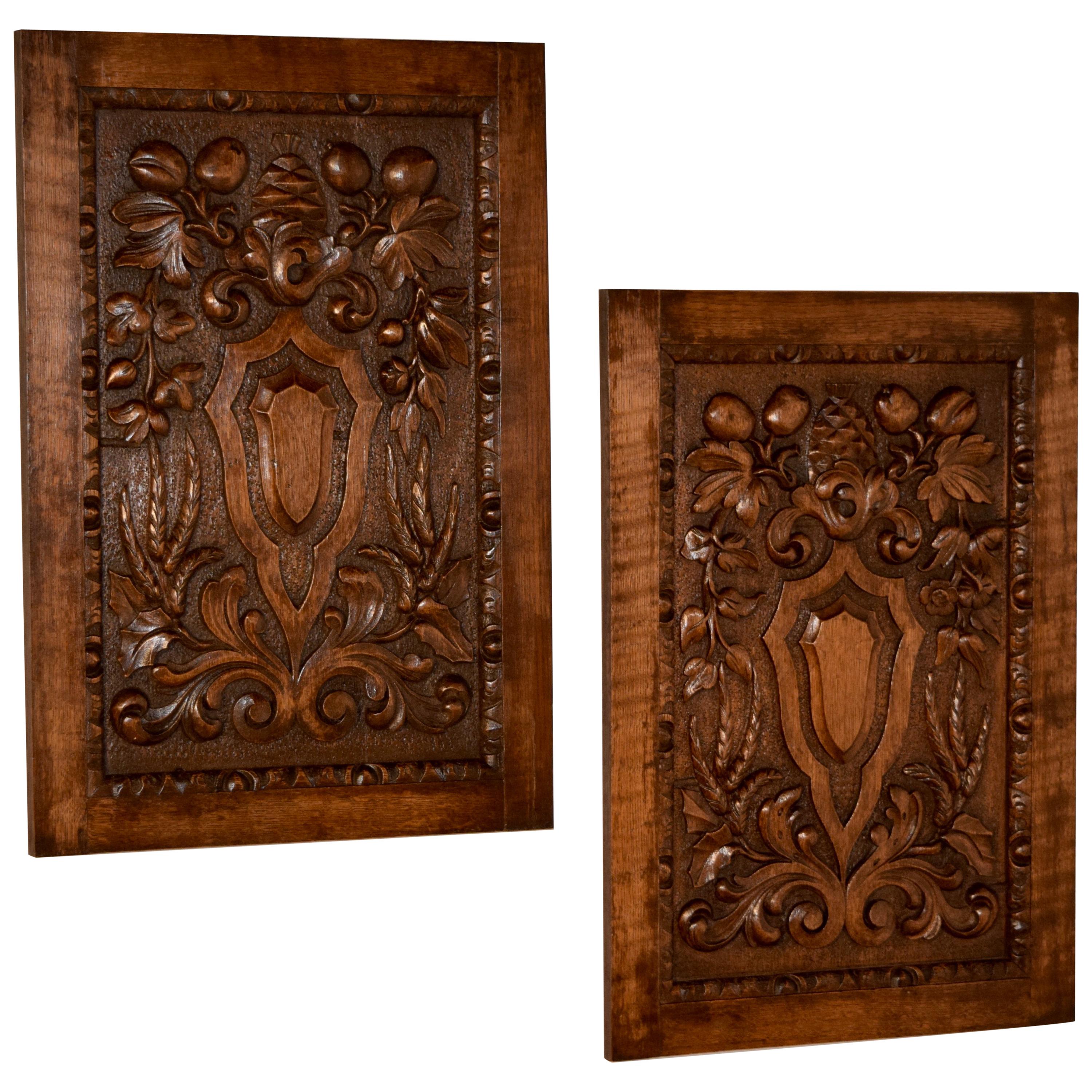 Late 19th Century Pair of Carved Panels