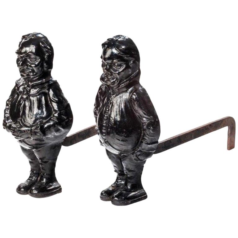Late 19th century Pair of Cast Iron Andirons