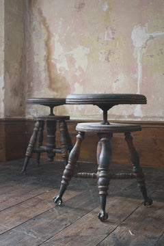 Late 19th Century Pair of Charles Parker & Co Piano Stools, Side Tables