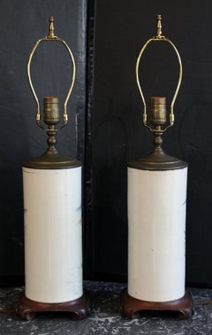 Late 19th Century Pair of Chinese Porcelain Hat Stands Mounted as Lamps