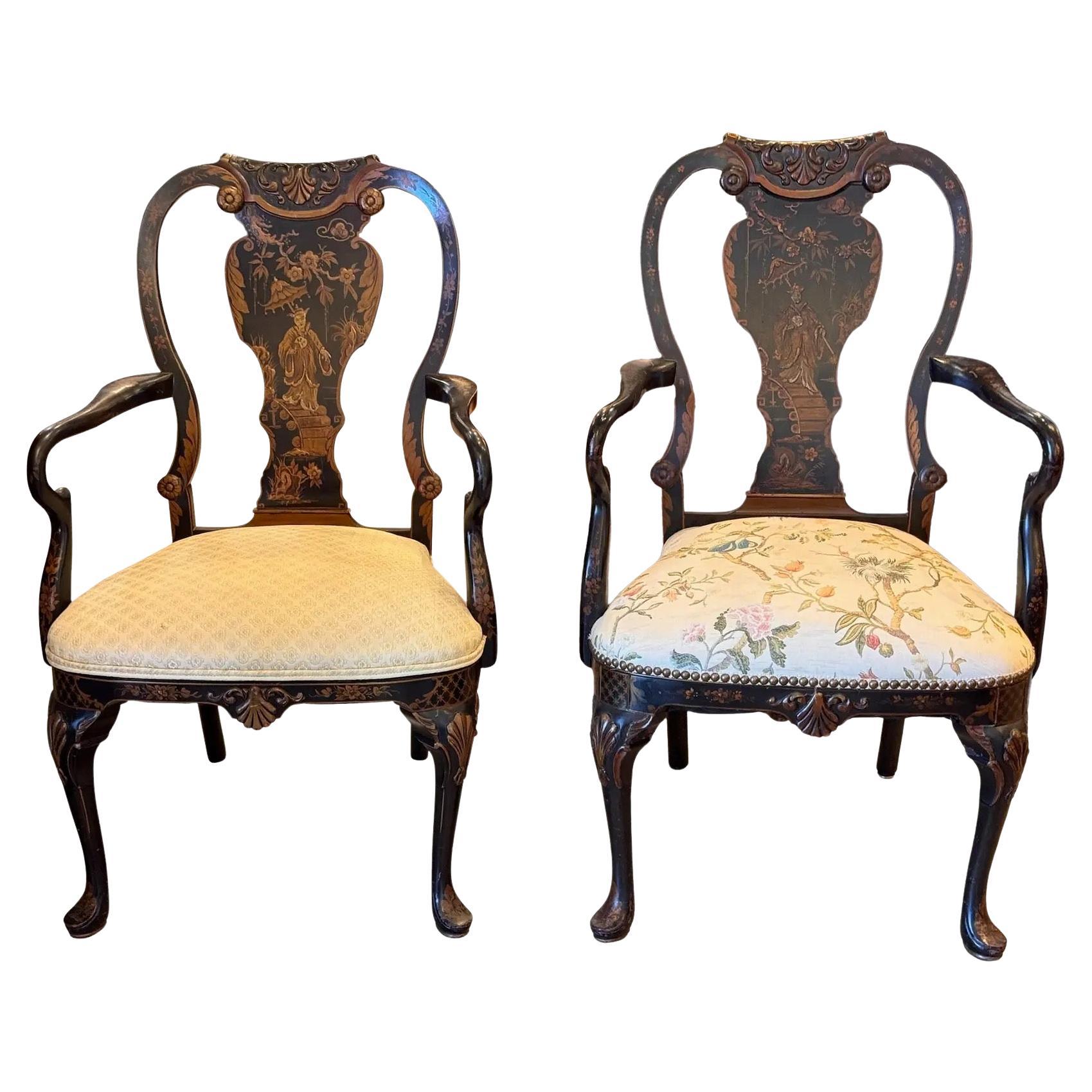 Paire de chaises asiatiques Chinoiserie de la fin du 19ème siècle en vente