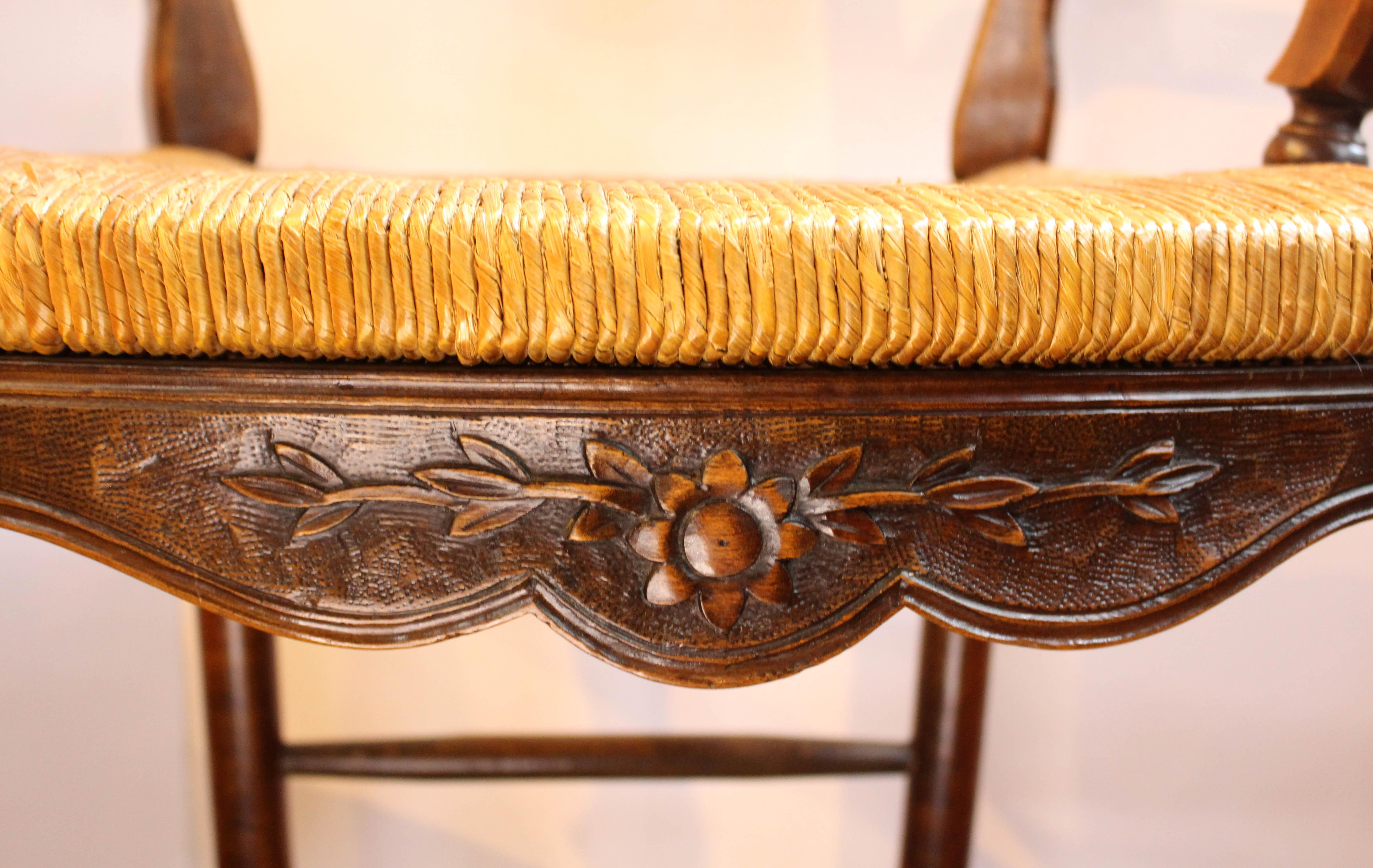 Late 19th Century Pair of Country French Arm Chairs In Good Condition In Chapel Hill, NC