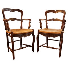 Late 19th Century Pair of Country French Arm Chairs