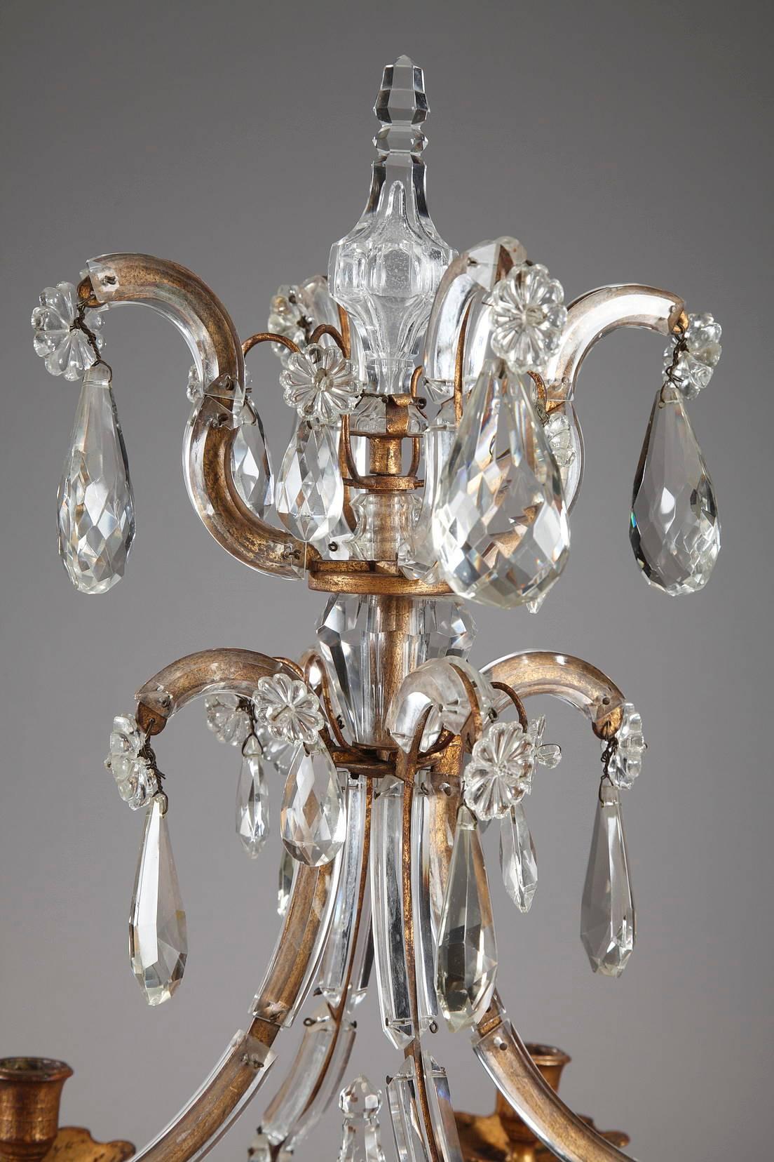 Late 19th Century Pair of Crystal and Gilt Bronze Candelabra 1
