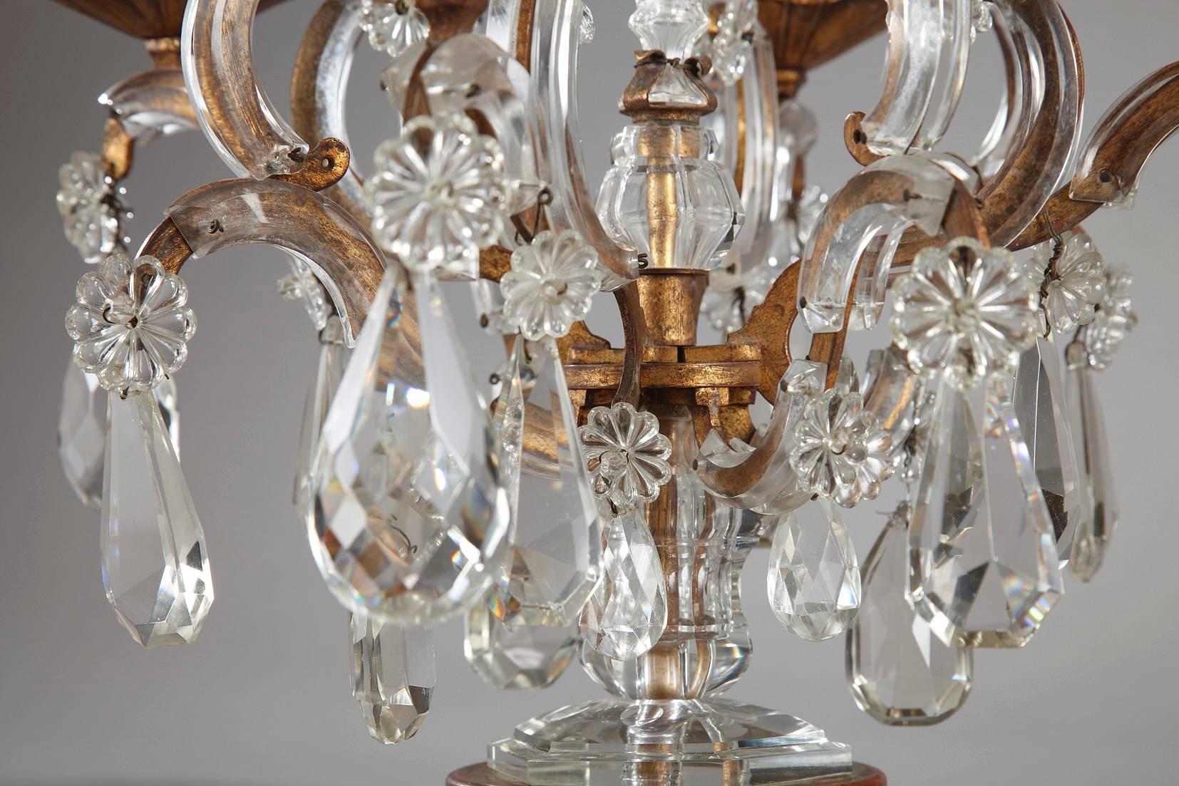 Late 19th Century Pair of Crystal and Gilt Bronze Candelabra 3