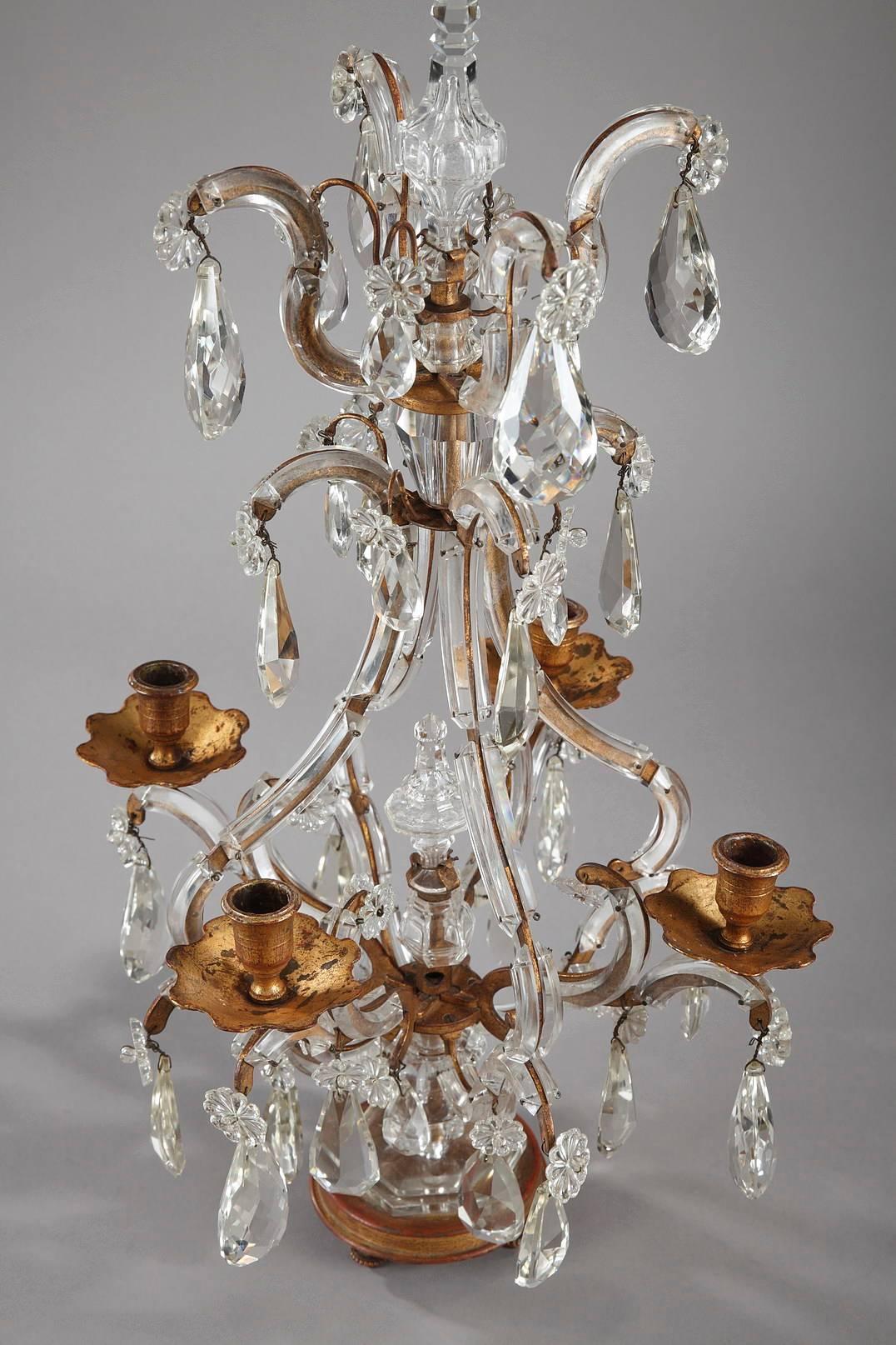 Late 19th Century Pair of Crystal and Gilt Bronze Candelabra 4